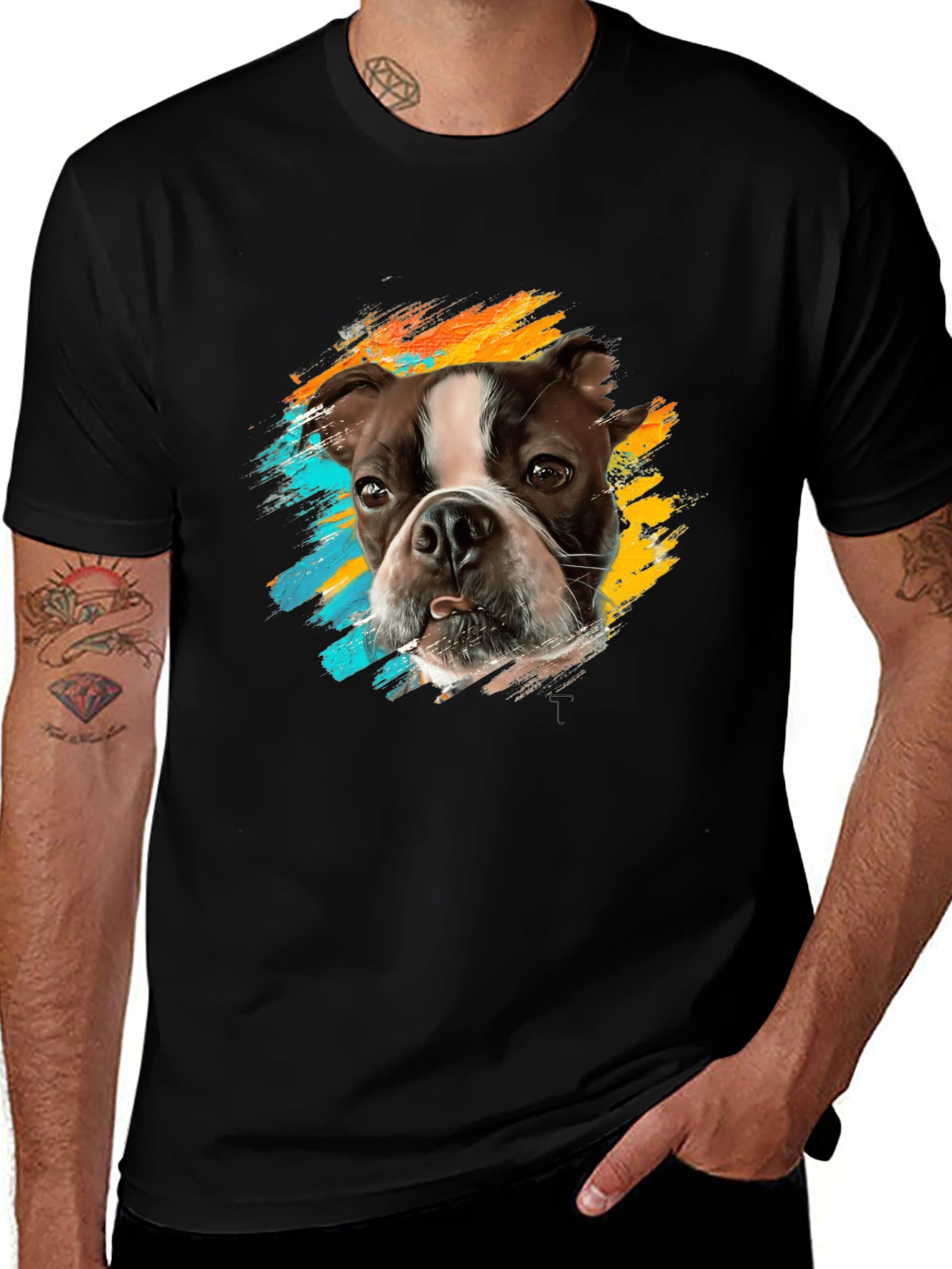 Dog Breed Graphic Print Black T-Shirt