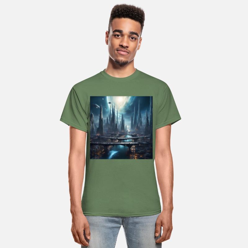 Magic City with Skyscraper Sci-Fi Alien Planet