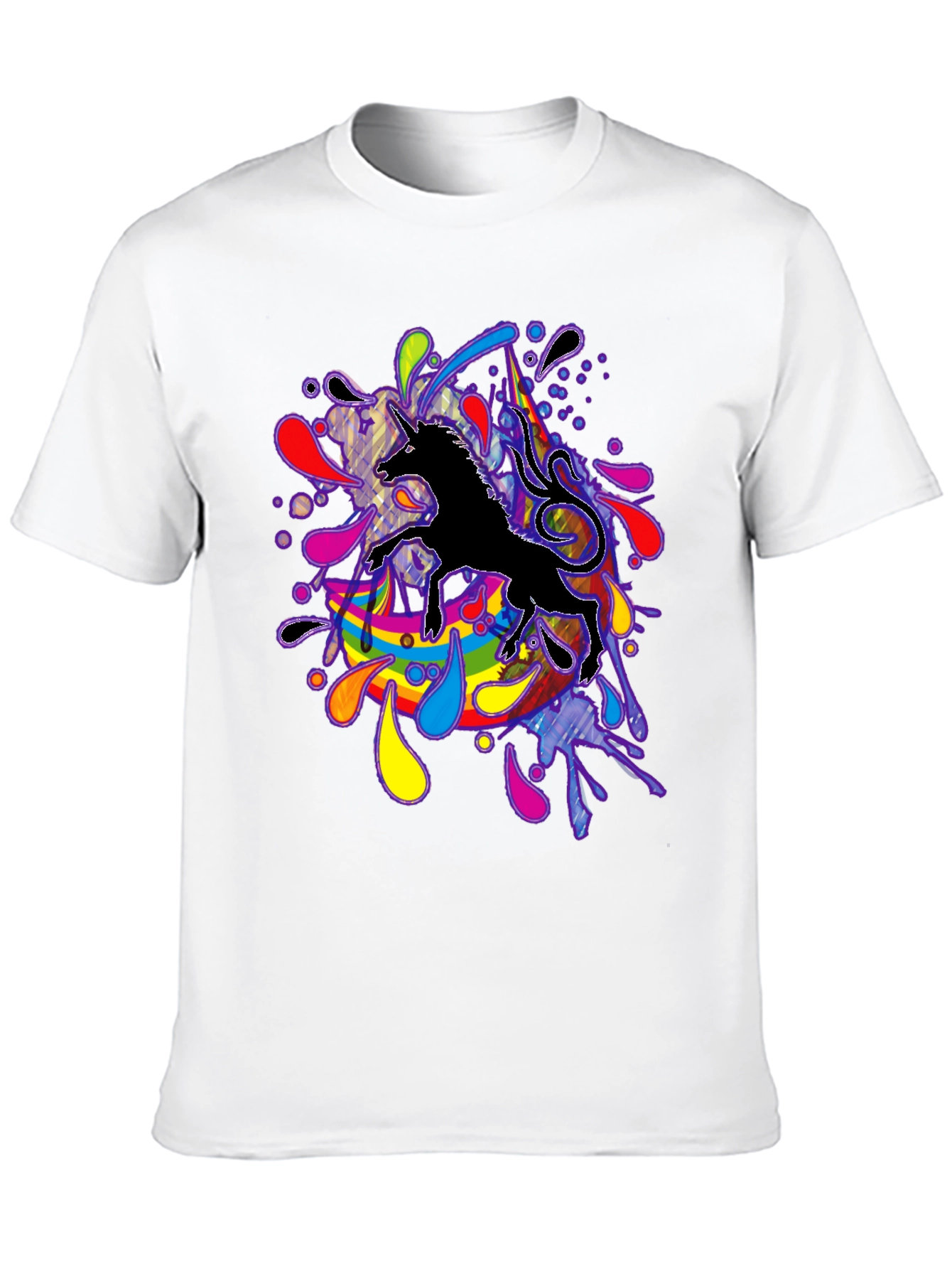 Unicorn Rainbow Splash T-Shirt - Black