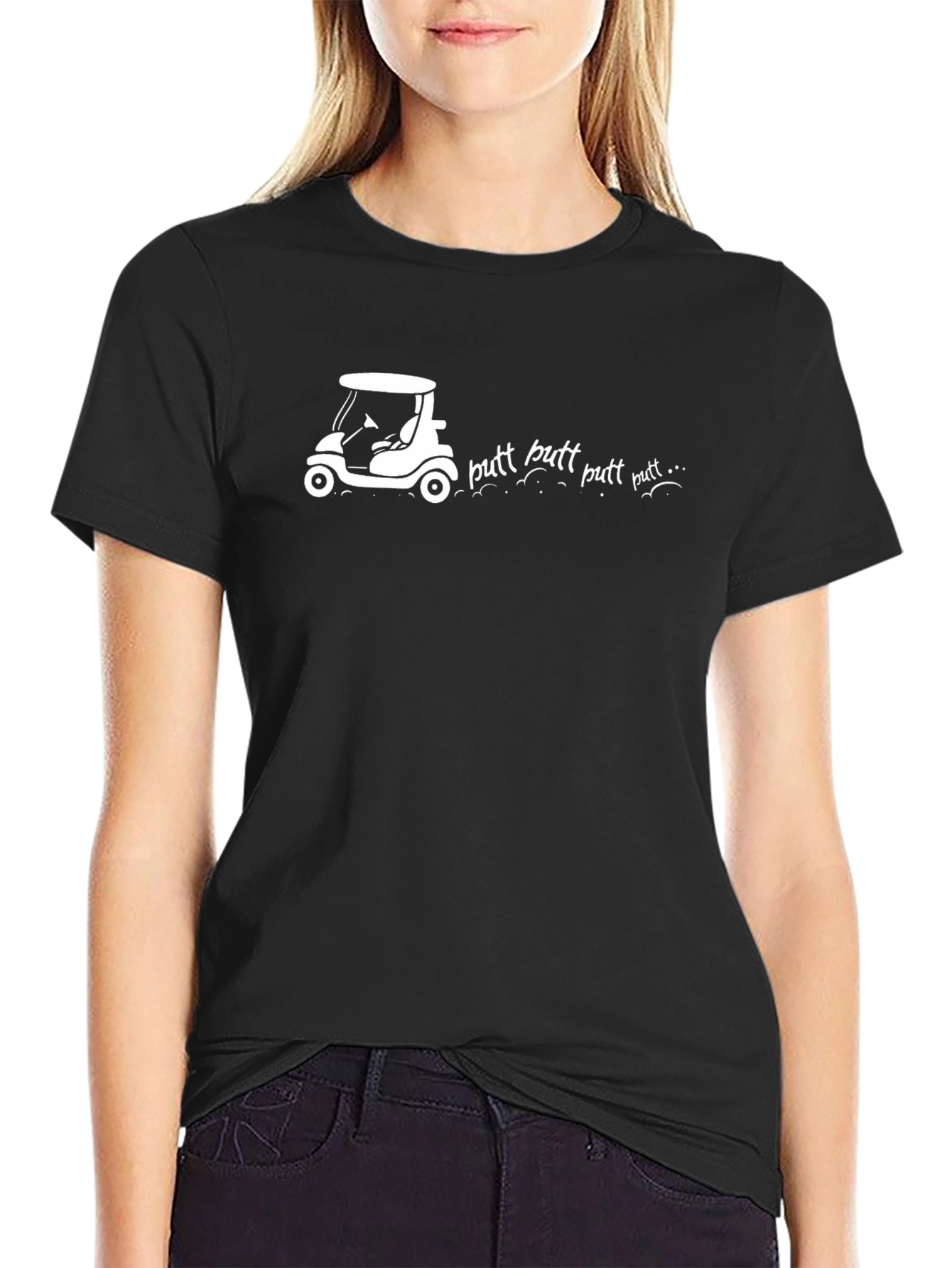 Golf Cart Putt T-Shirt - Black Cotton Tee