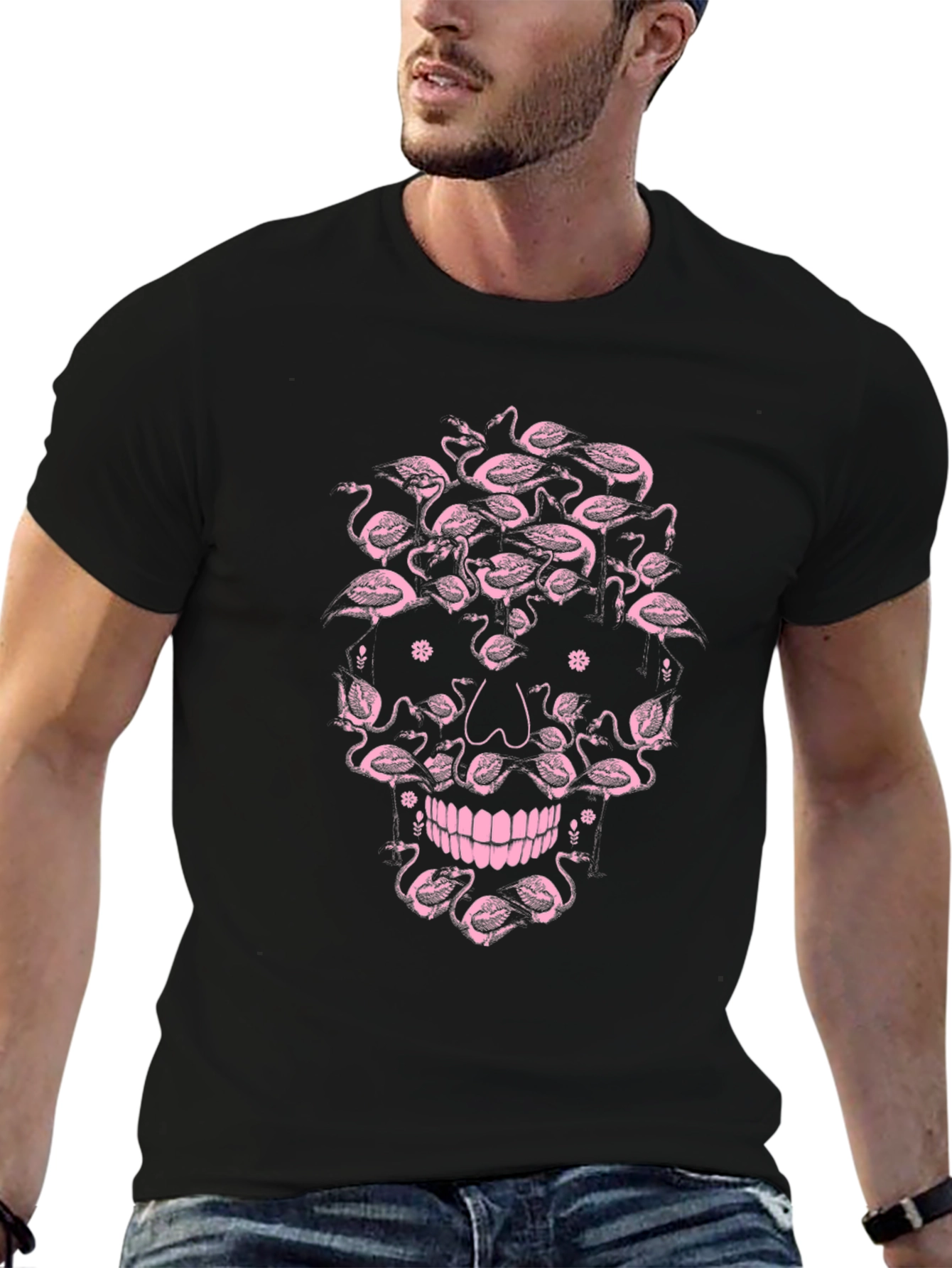 Flamingo Skull Graphic Tee - Unique & Stylish
