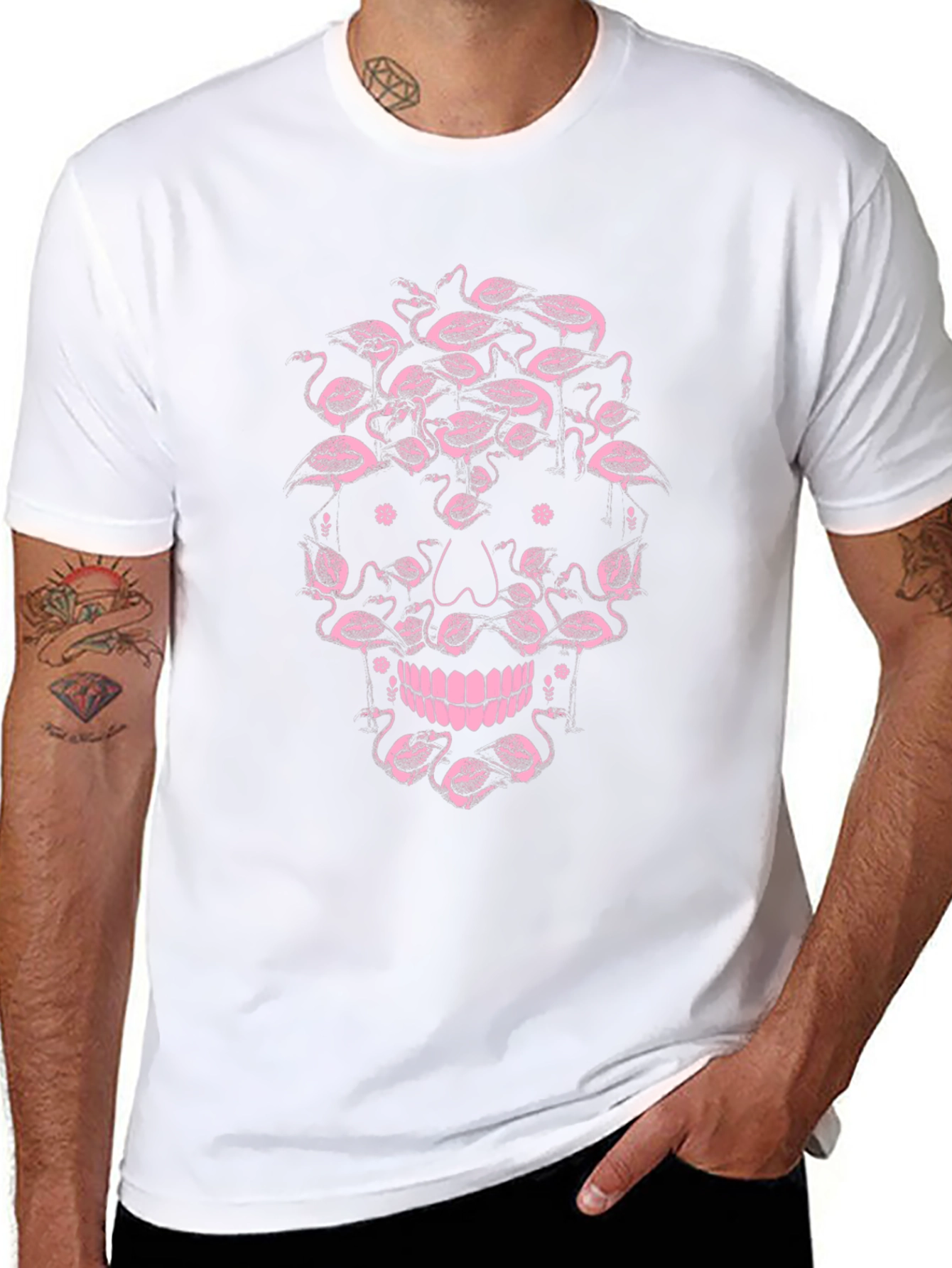 Flamingo Skull Graphic Tee - Unique & Stylish