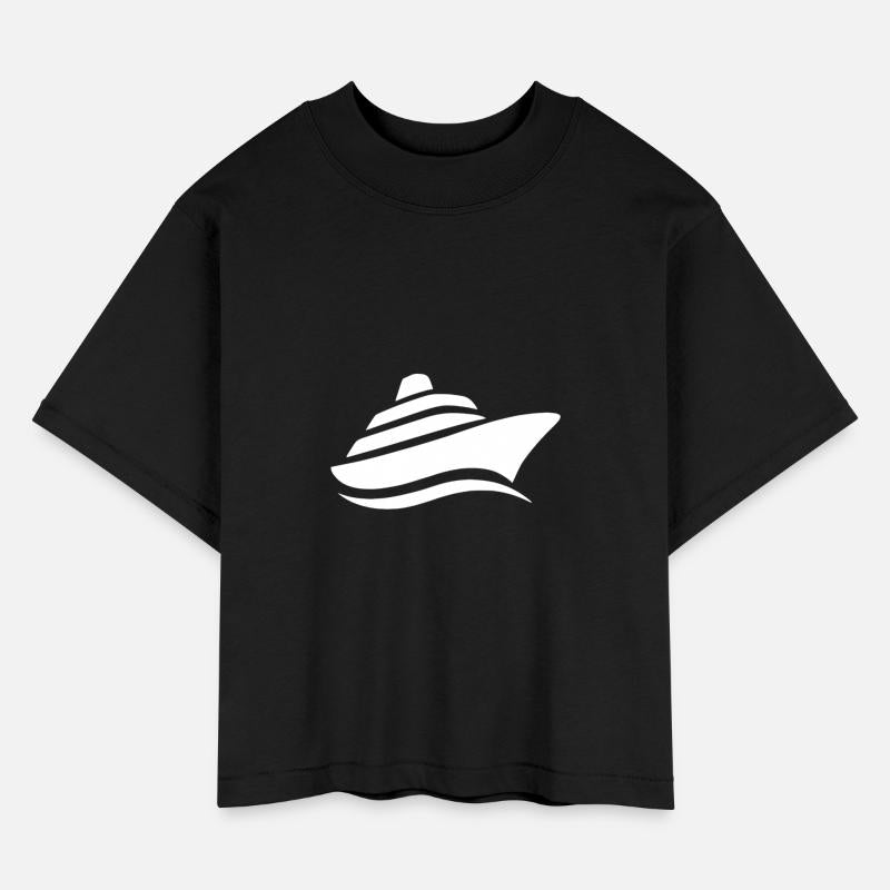 Minimalistic cruise ship travel silhouette design