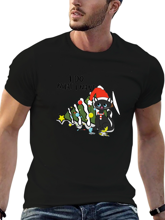 I Do What I Want Christmas Cat T-Shirt