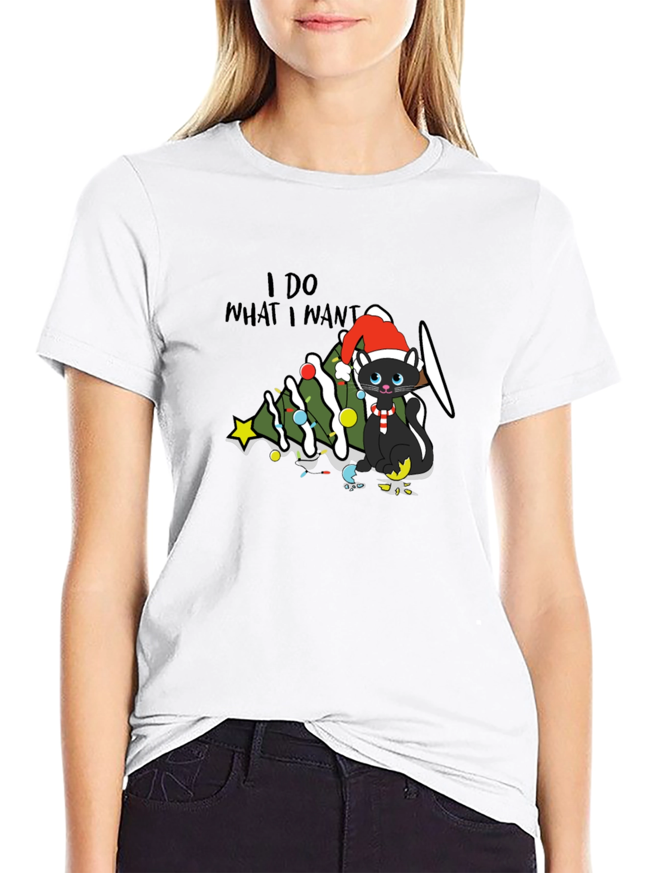 I Do What I Want Christmas Cat T-Shirt