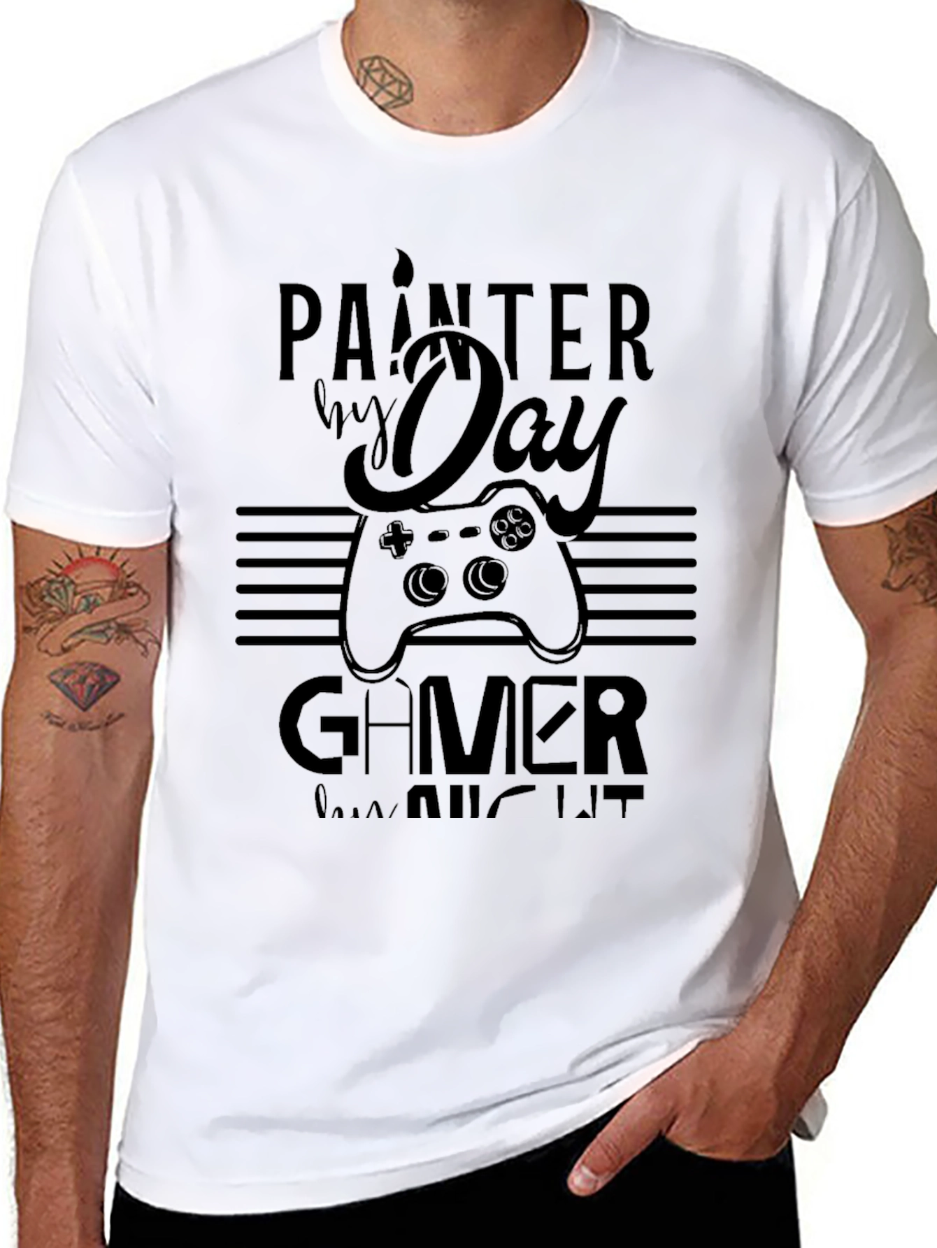 Painter by Day Gamer by Night Black T-Shirt