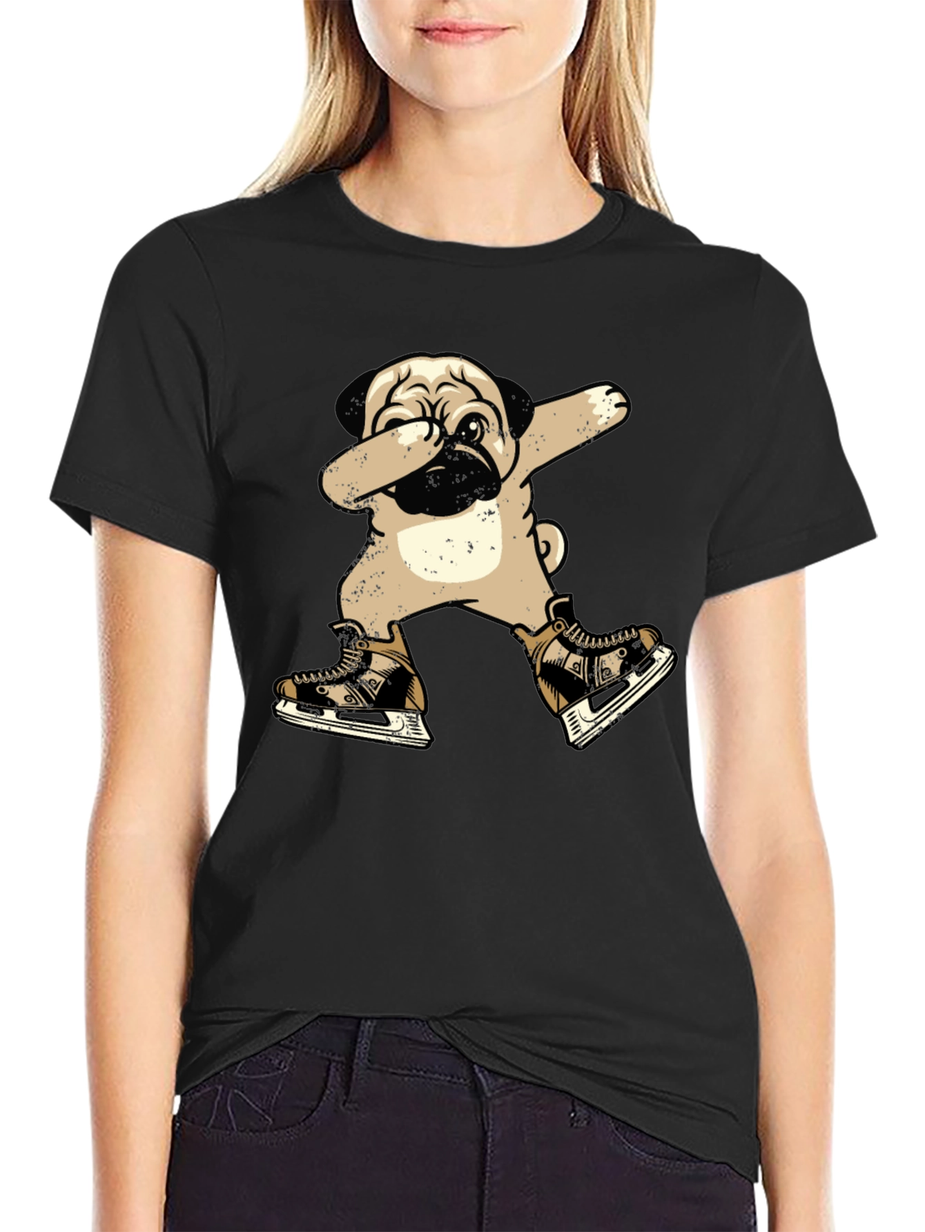 Pug Dabbing in Skates T-Shirt - Unique Graphic Tee