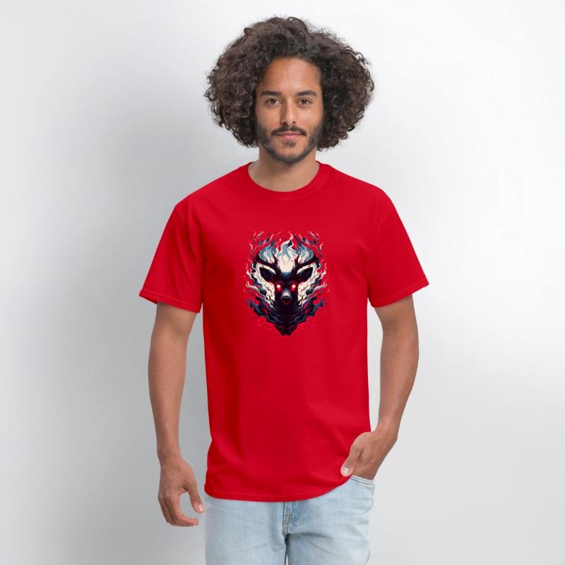 Mystical Deer with Fiery Aura in Enchanted Forest