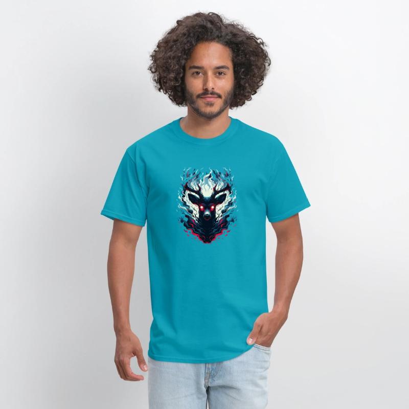 Mystical Deer with Fiery Aura in Enchanted Forest