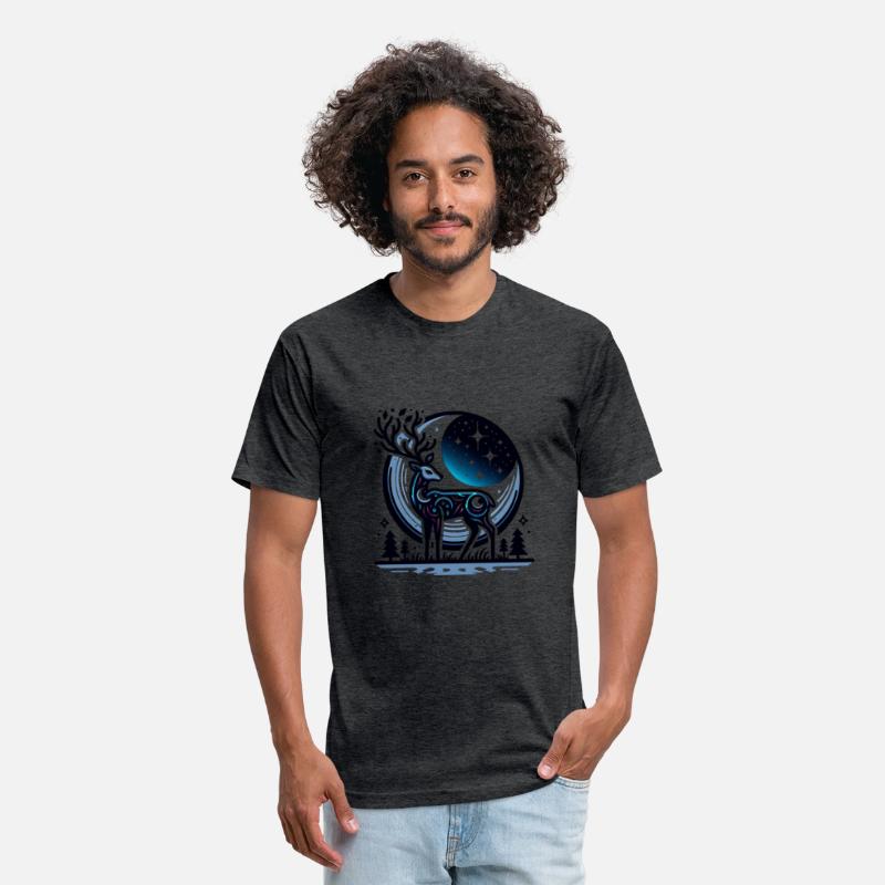 Mystical Night Sky Deer Artwork Under Starry Moon