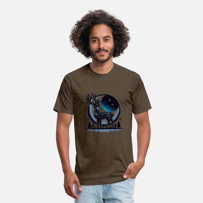 Mystical Night Sky Deer Artwork Under Starry Moon