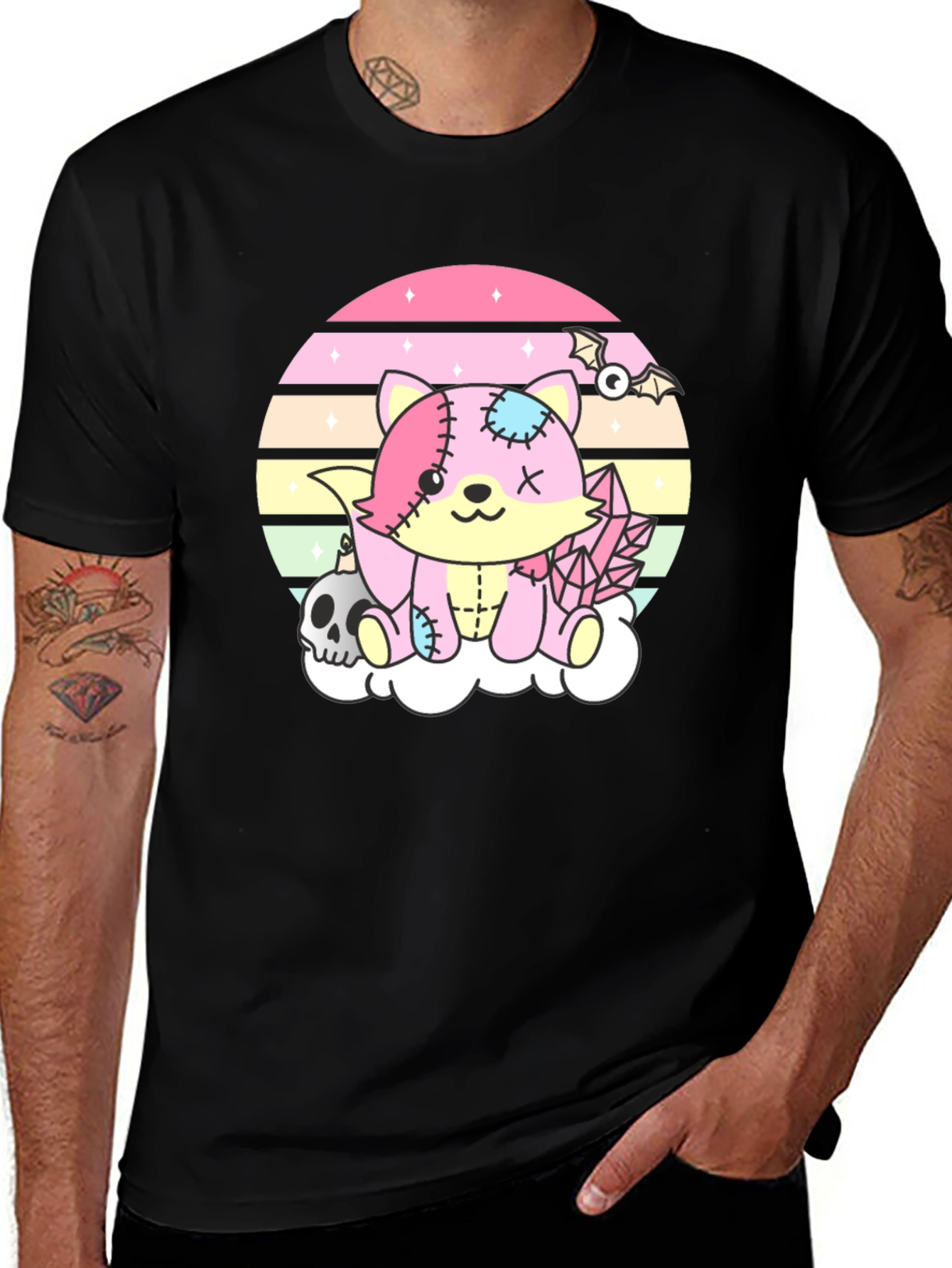 Kawaii Goth Fox T-Shirt - Pastel Creepy Cute Style