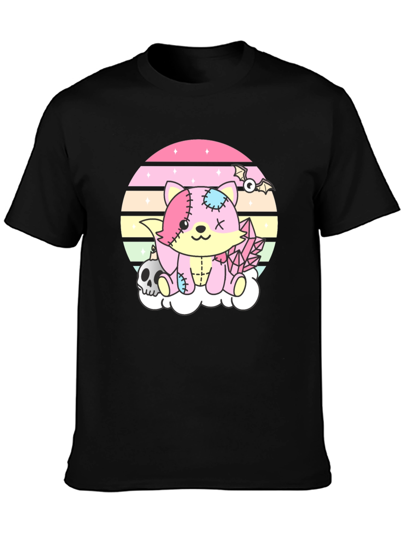 Kawaii Goth Fox T-Shirt - Pastel Creepy Cute Style