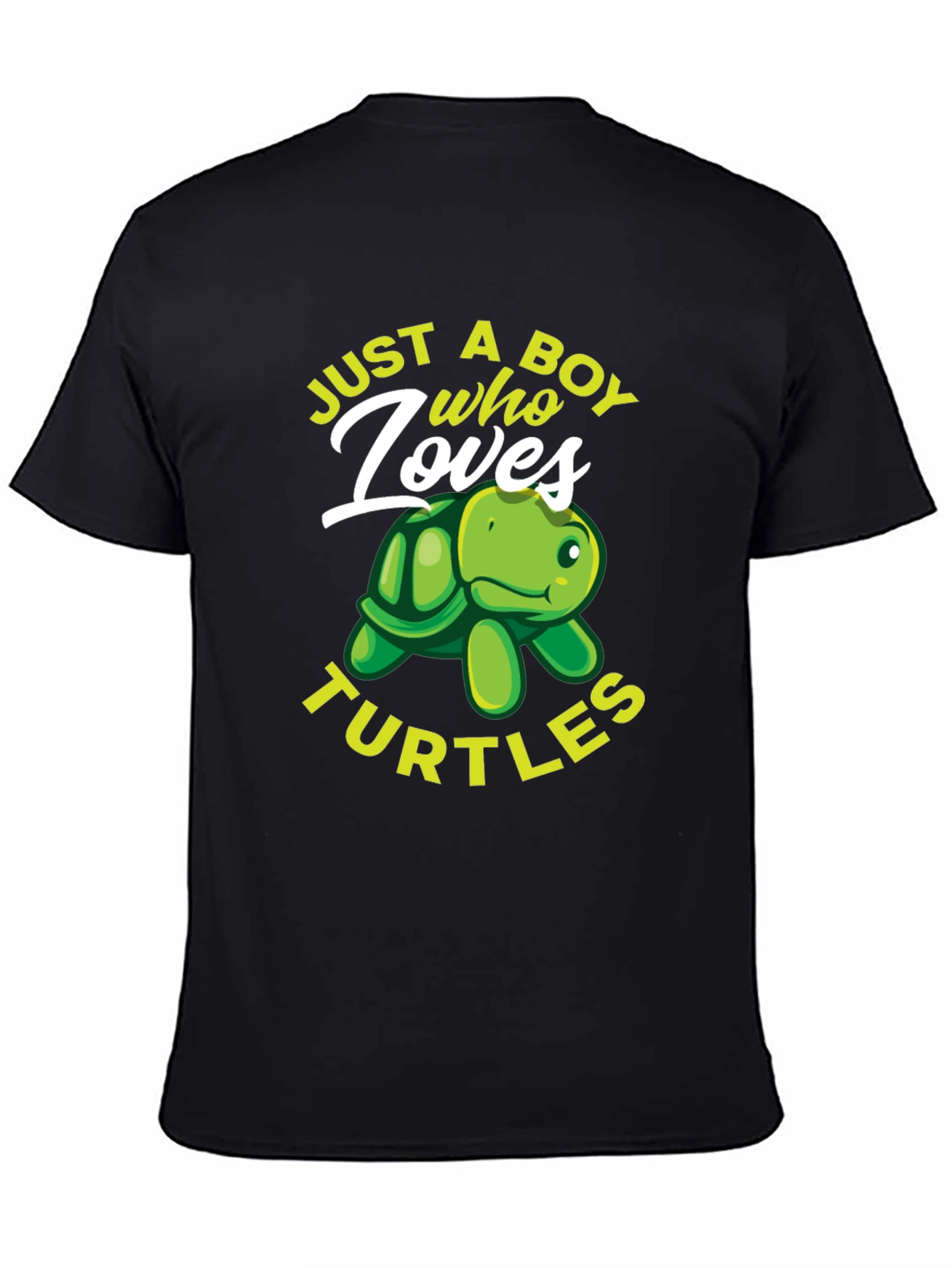 Just A Boy Who Loves Turtles Black T-Shirt
