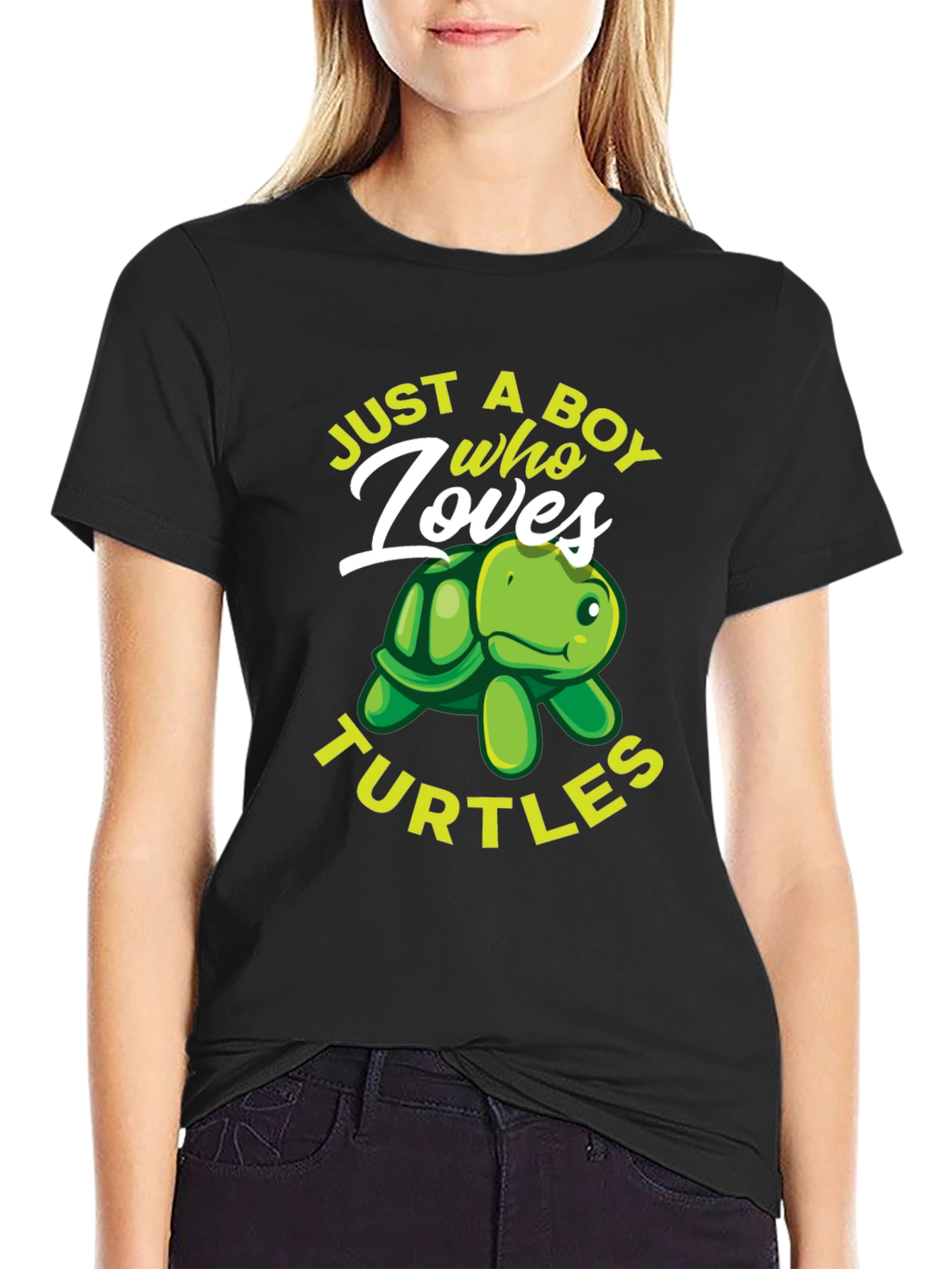 Just A Boy Who Loves Turtles Black T-Shirt