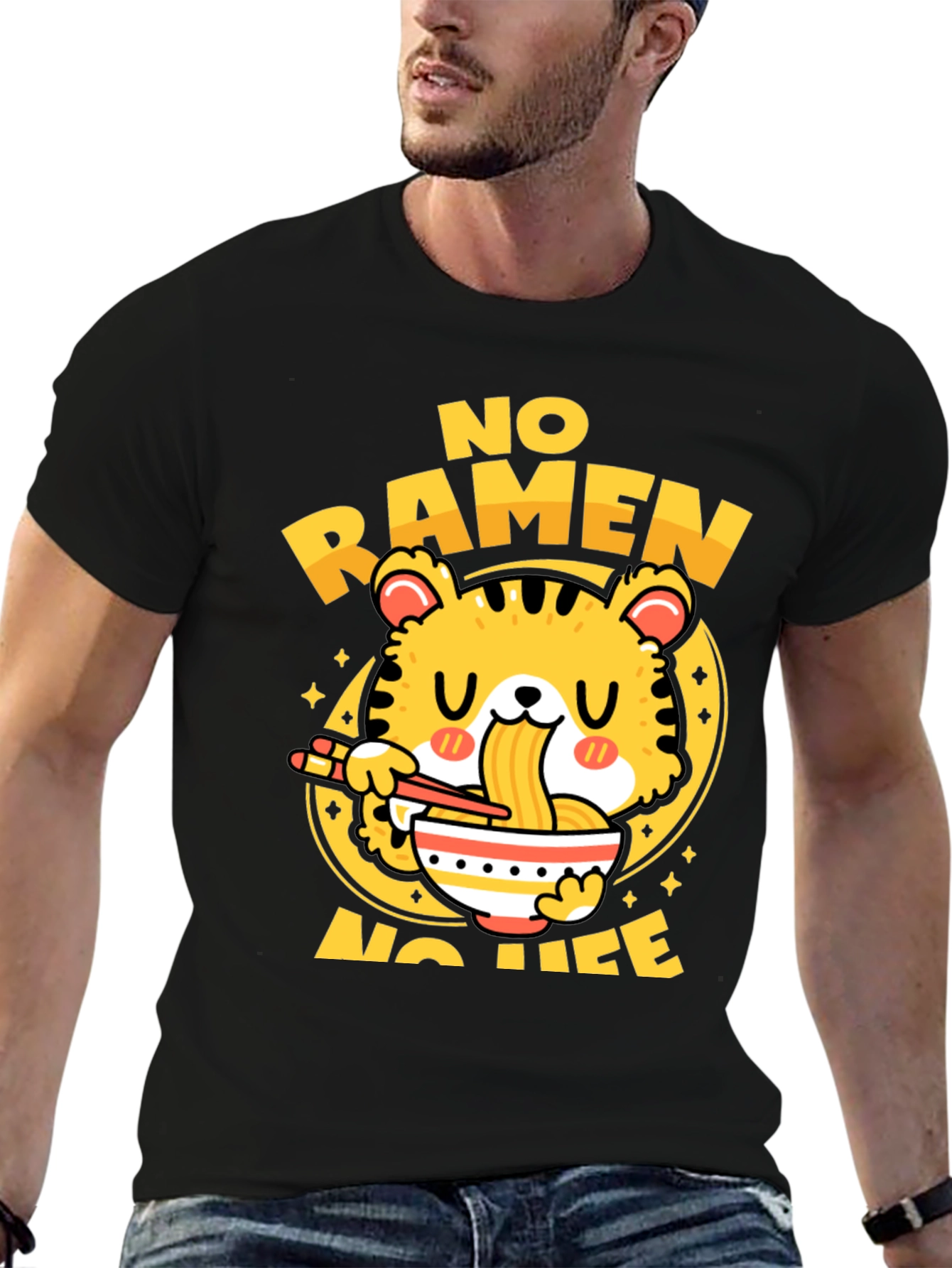 No Ramen No Life T-Shirt - Cute Tiger Design