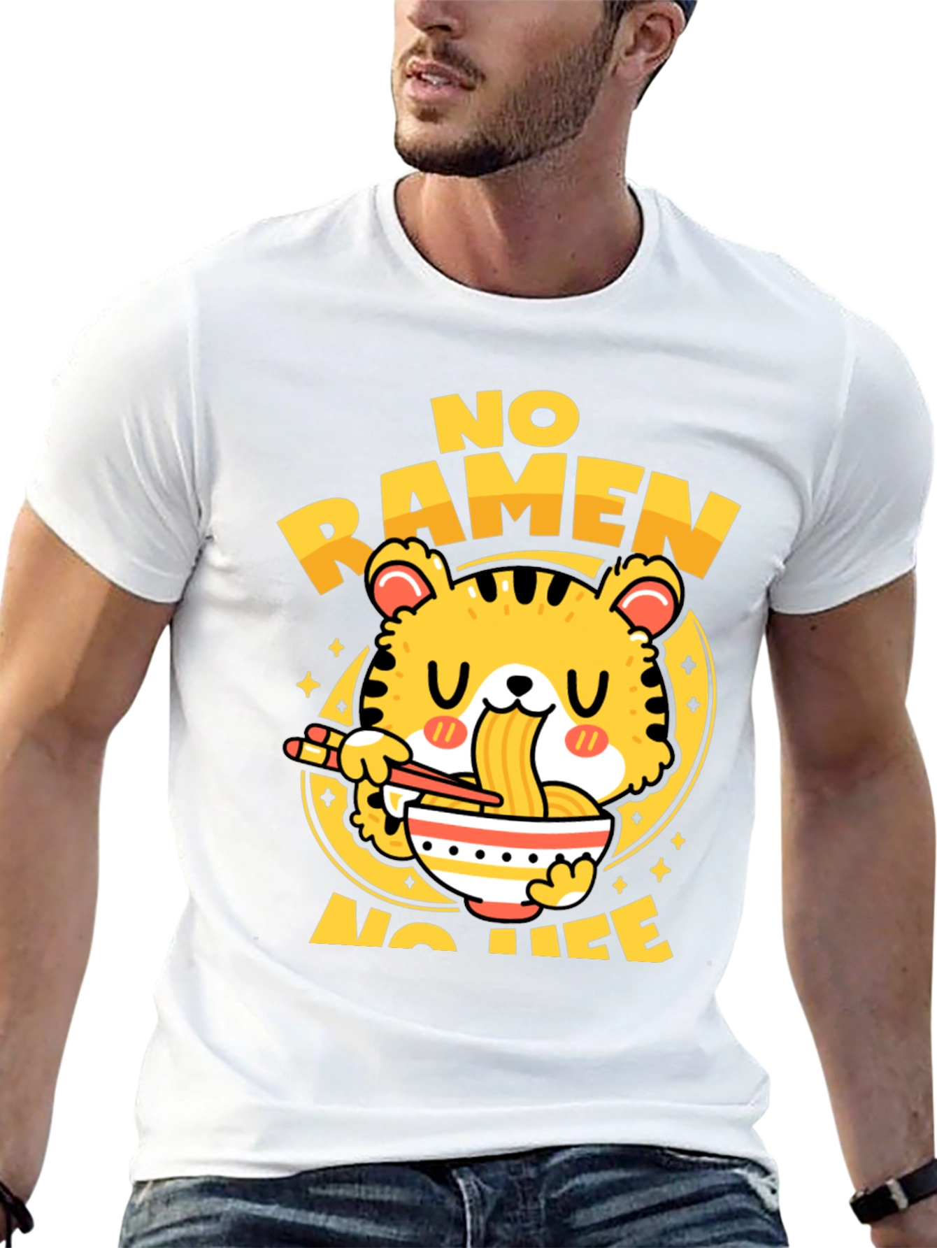 No Ramen No Life T-Shirt - Cute Tiger Design