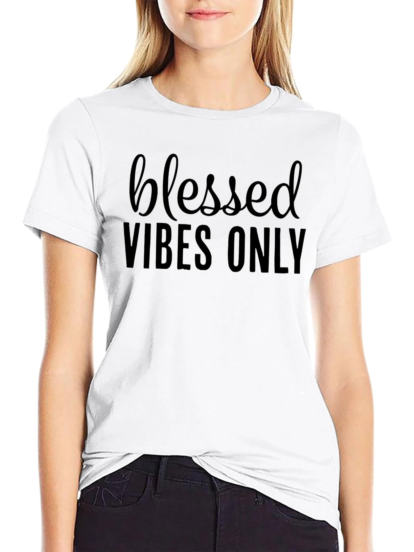 Blessed Vibes Only Black Graphic T-Shirt