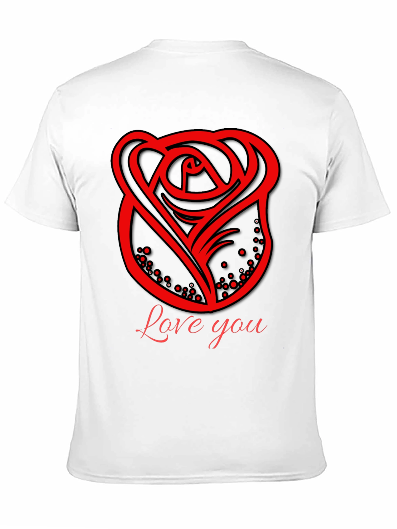 Love You Rose Graphic Black T-Shirt