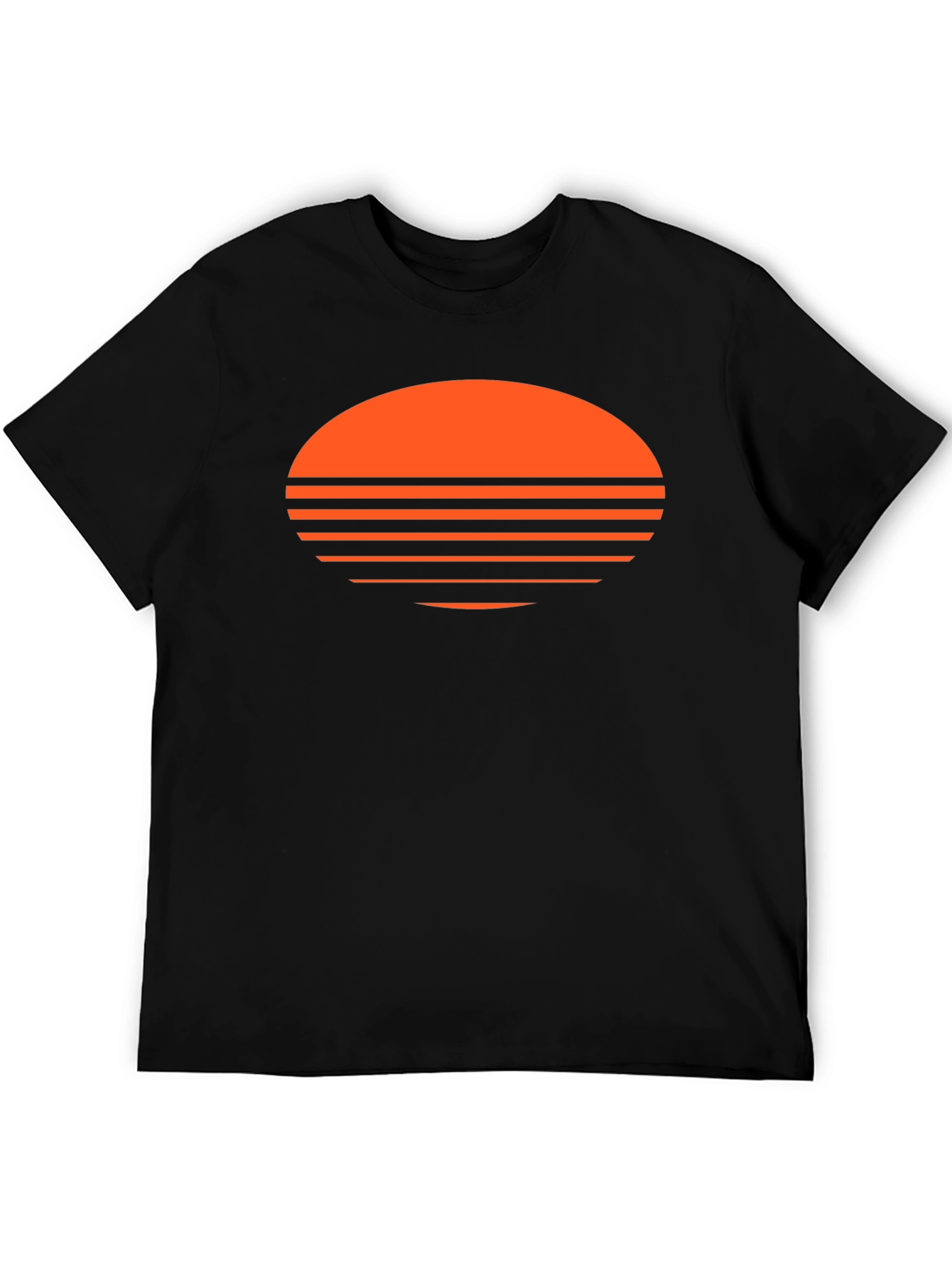 Retro Sunset Graphic Tee - Soft Black Cotton Blend