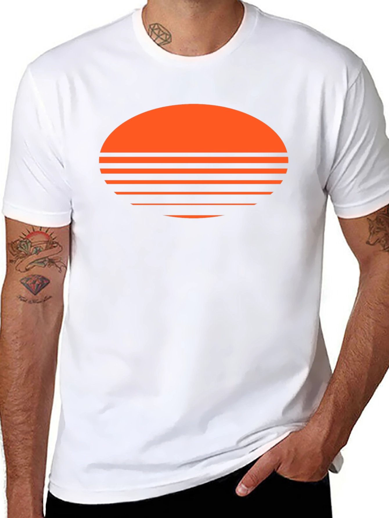 Retro Sunset Graphic Tee - Soft Black Cotton Blend