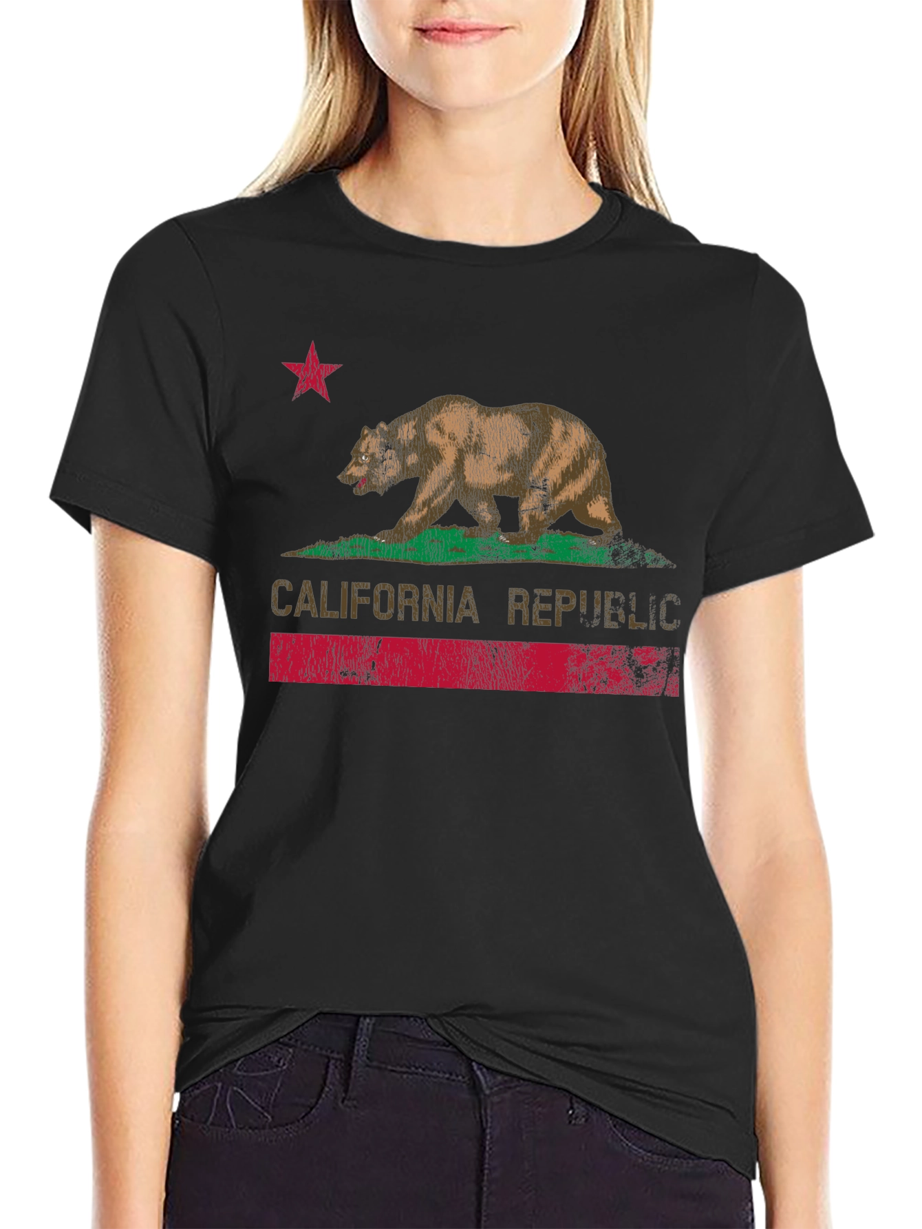 California Republic Bear Graphic Tee - Black