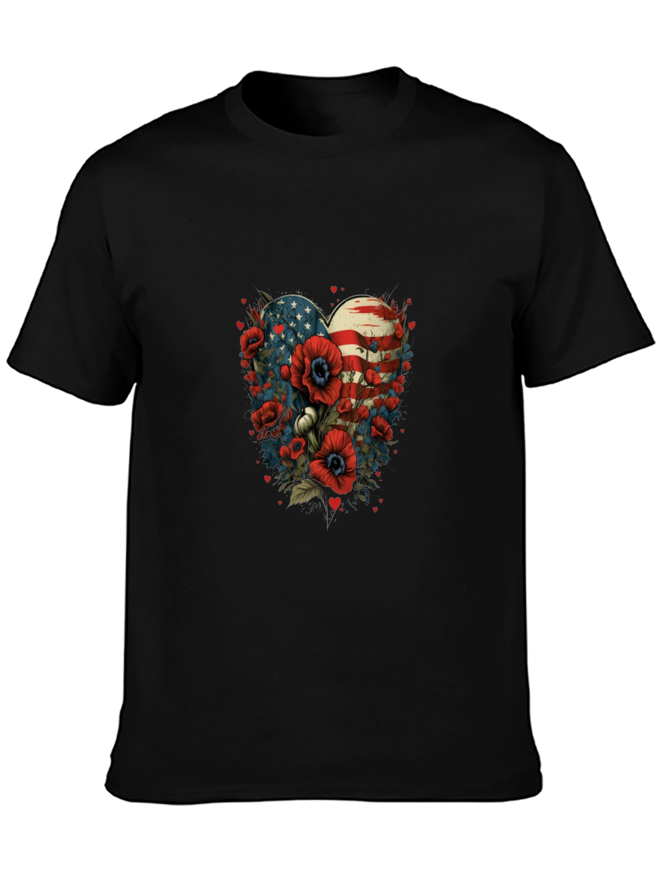 Patriotic Floral Heart T-Shirt