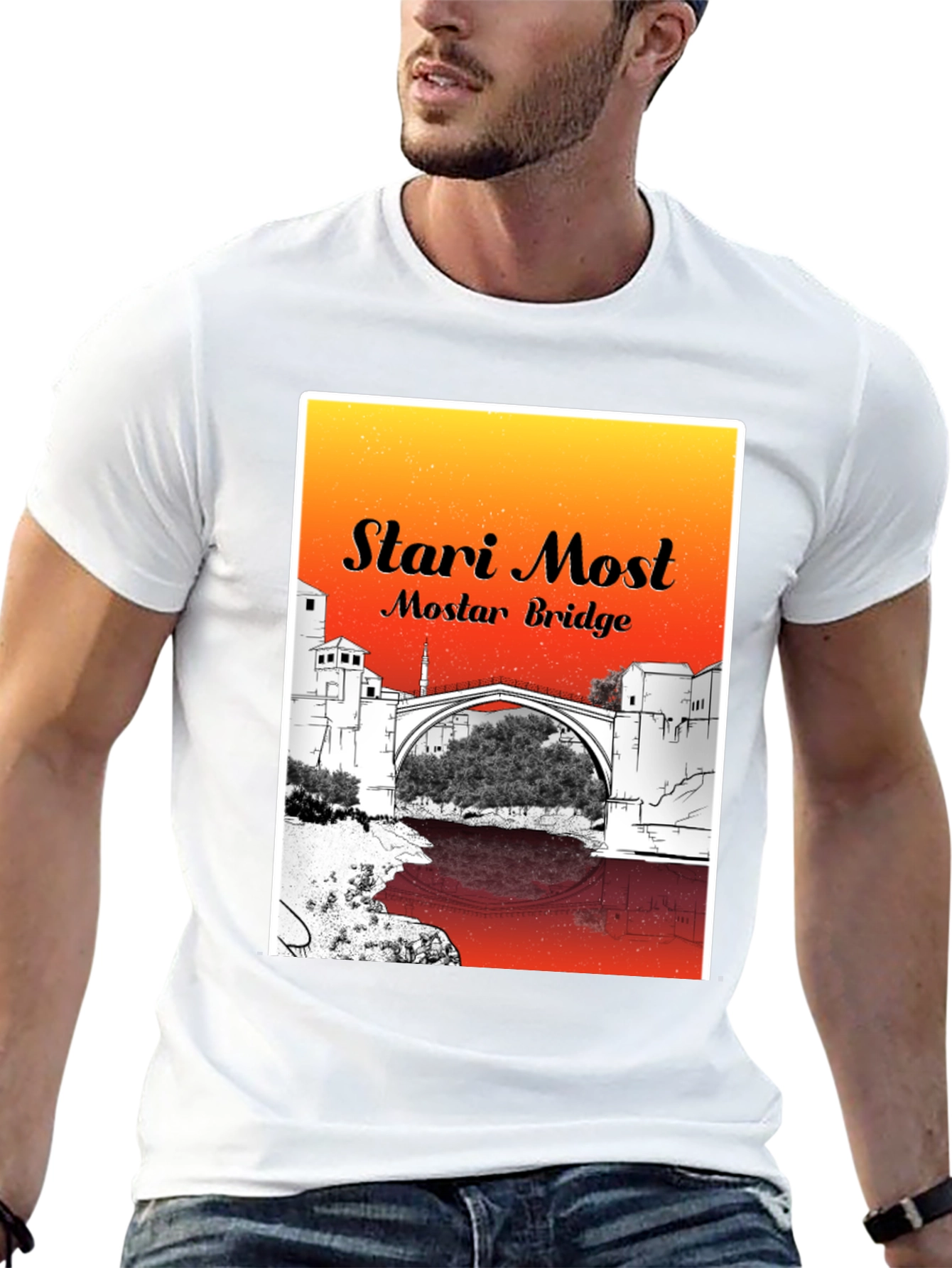 Stari Most Mostar Bridge Black T-Shirt