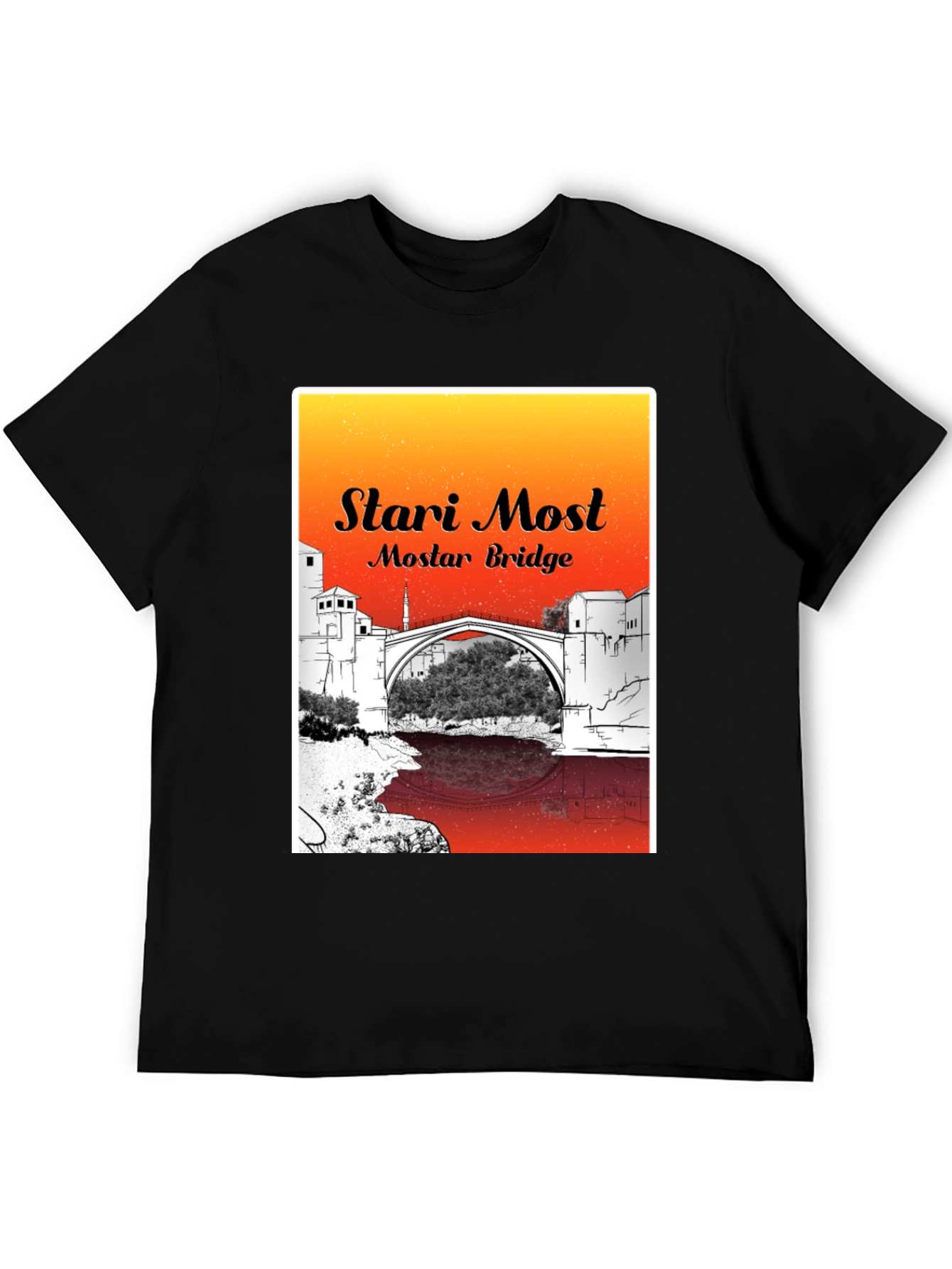 Stari Most Mostar Bridge Black T-Shirt