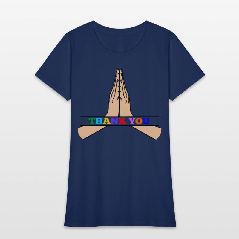 Namaste with colored text in recess 'THANK YOU'