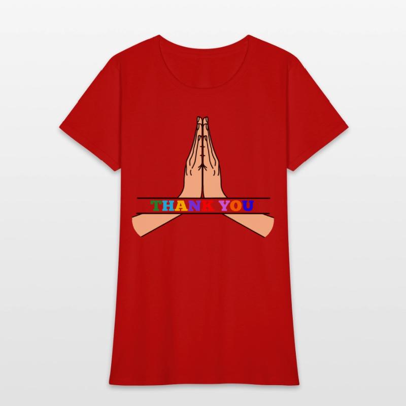 Namaste with colored text in recess 'THANK YOU'