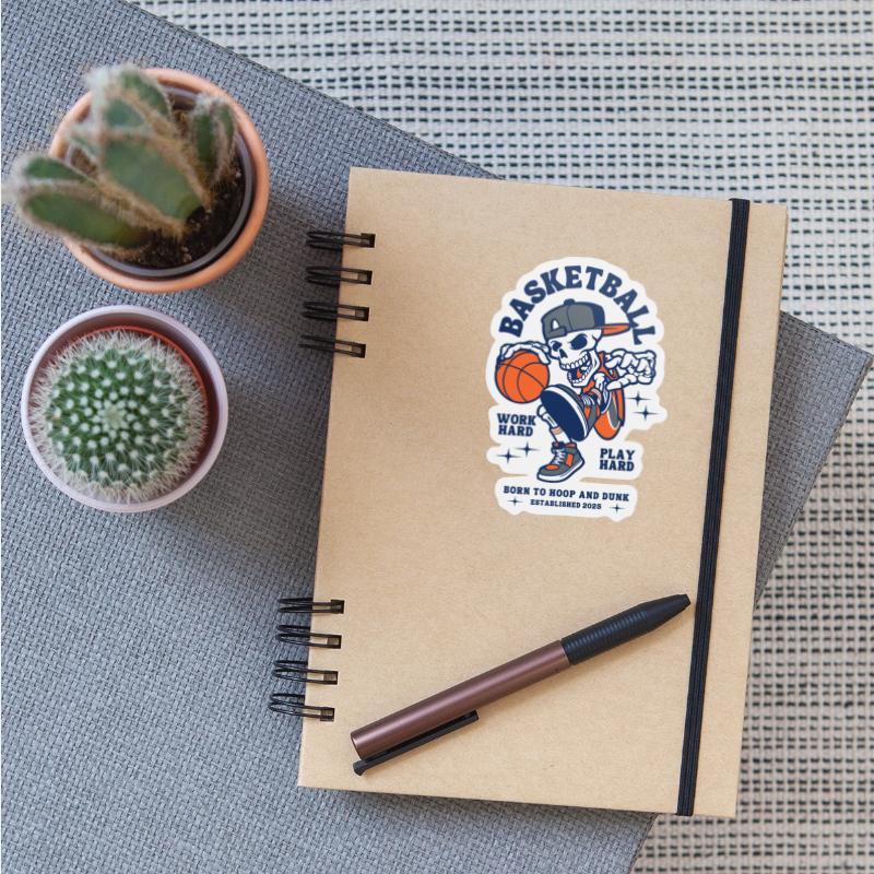 Navy and Orange Illustration Skull Basketball