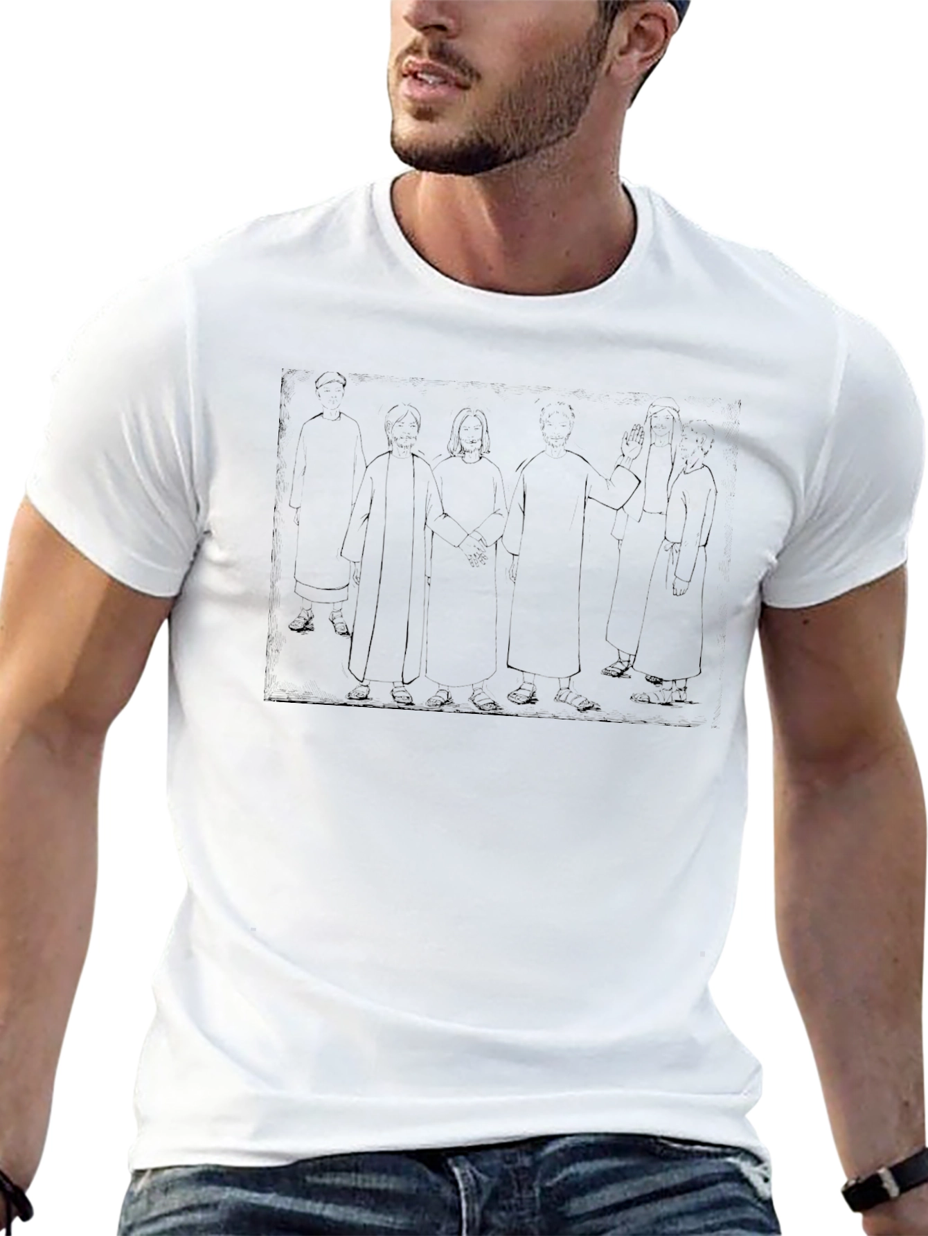 Black T-Shirt with Historical Figure Print