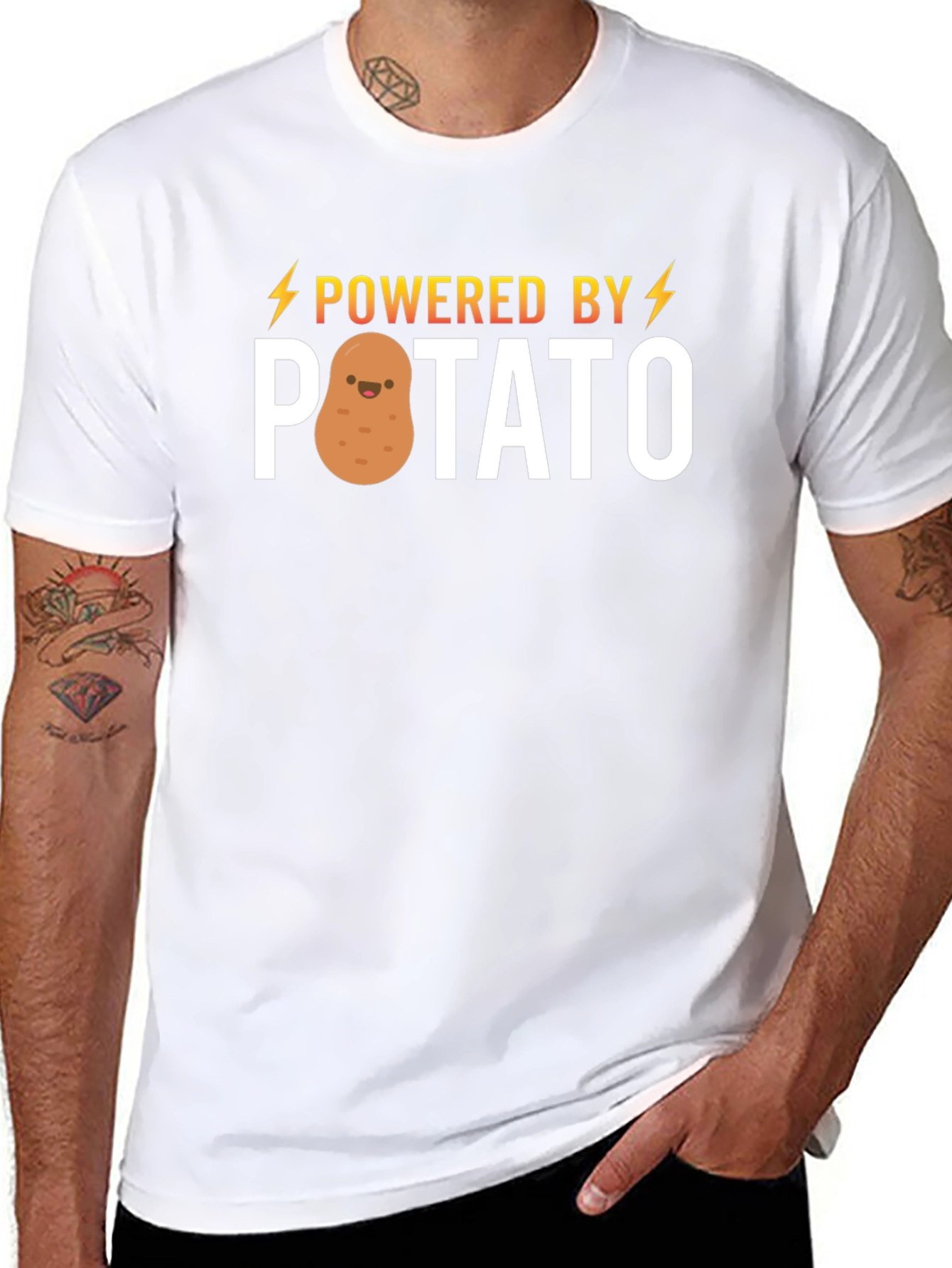 Powered by Potato T-Shirt - Funny Cute Graphic Tee