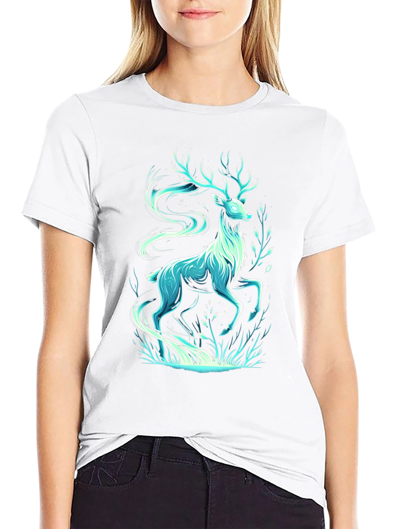 Mystic Deer Graphic Tee - Cool Artistic Design