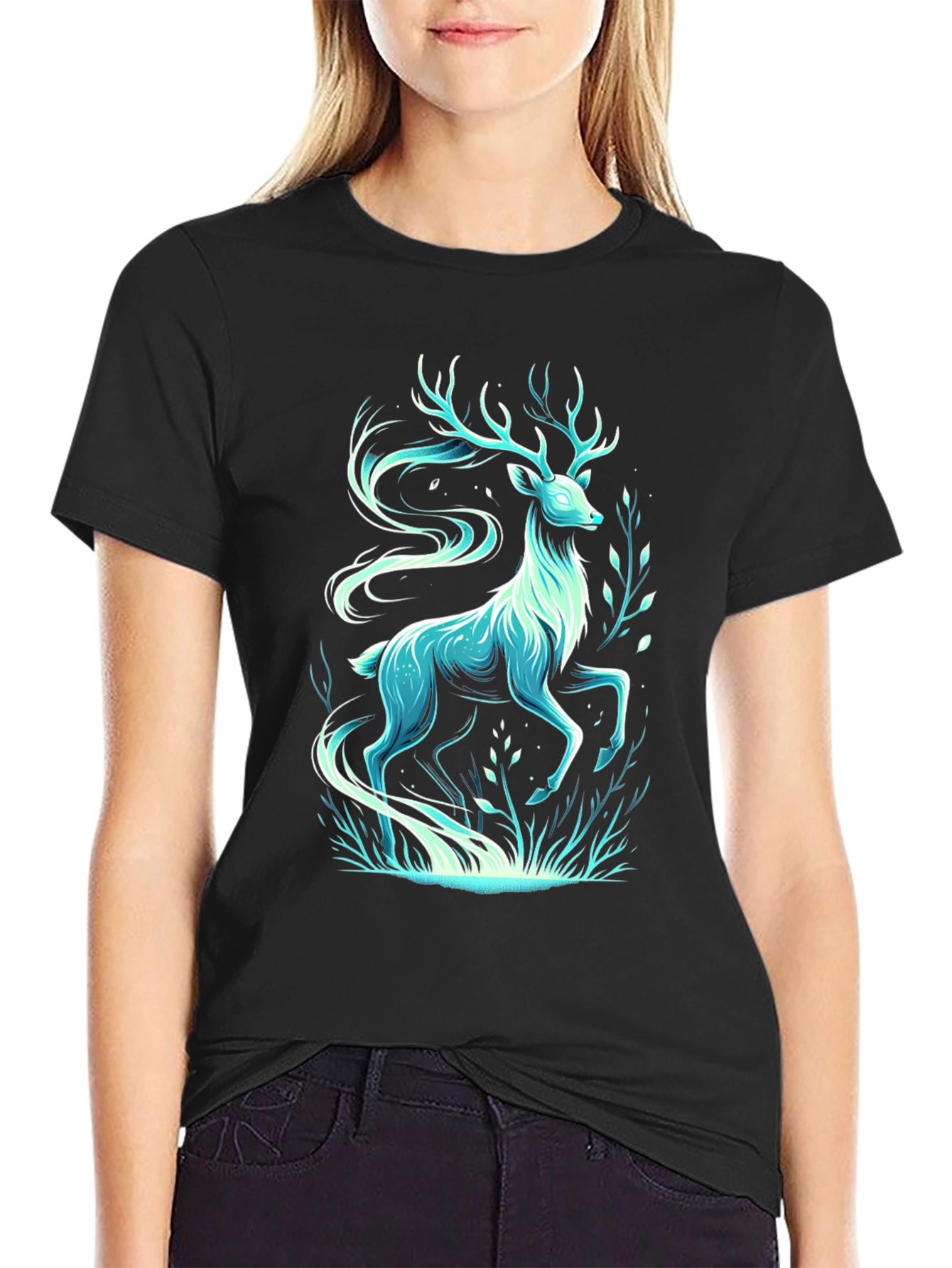 Mystic Deer Graphic Tee - Cool Artistic Design
