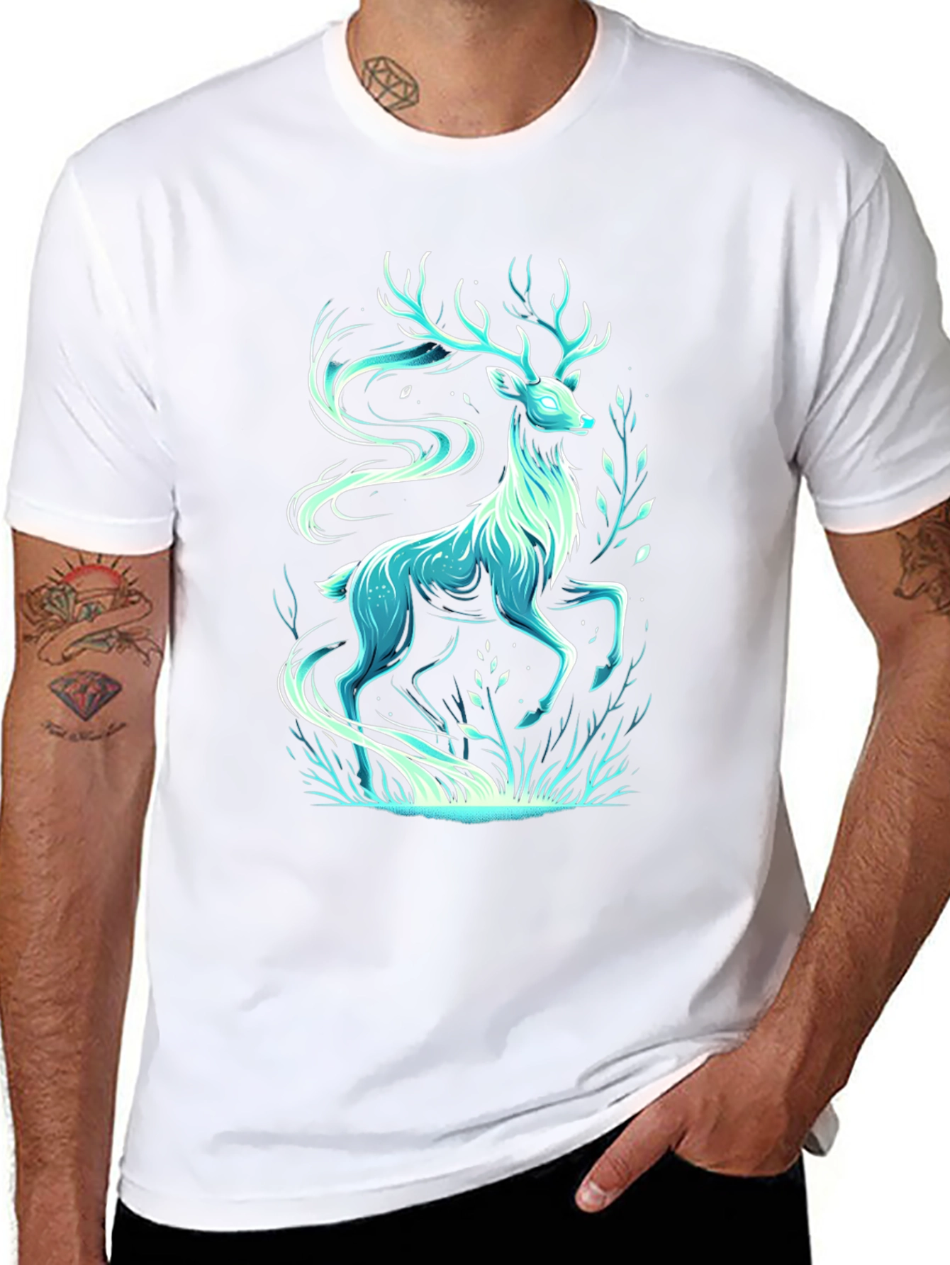 Mystic Deer Graphic Tee - Cool Artistic Design