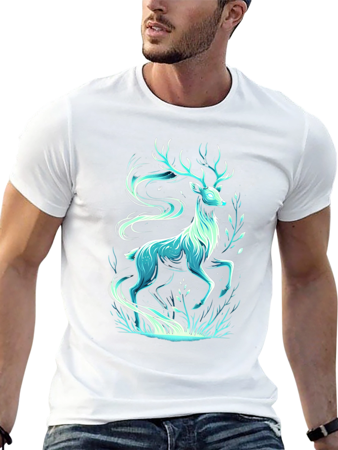 Mystic Deer Graphic Tee - Cool Artistic Design