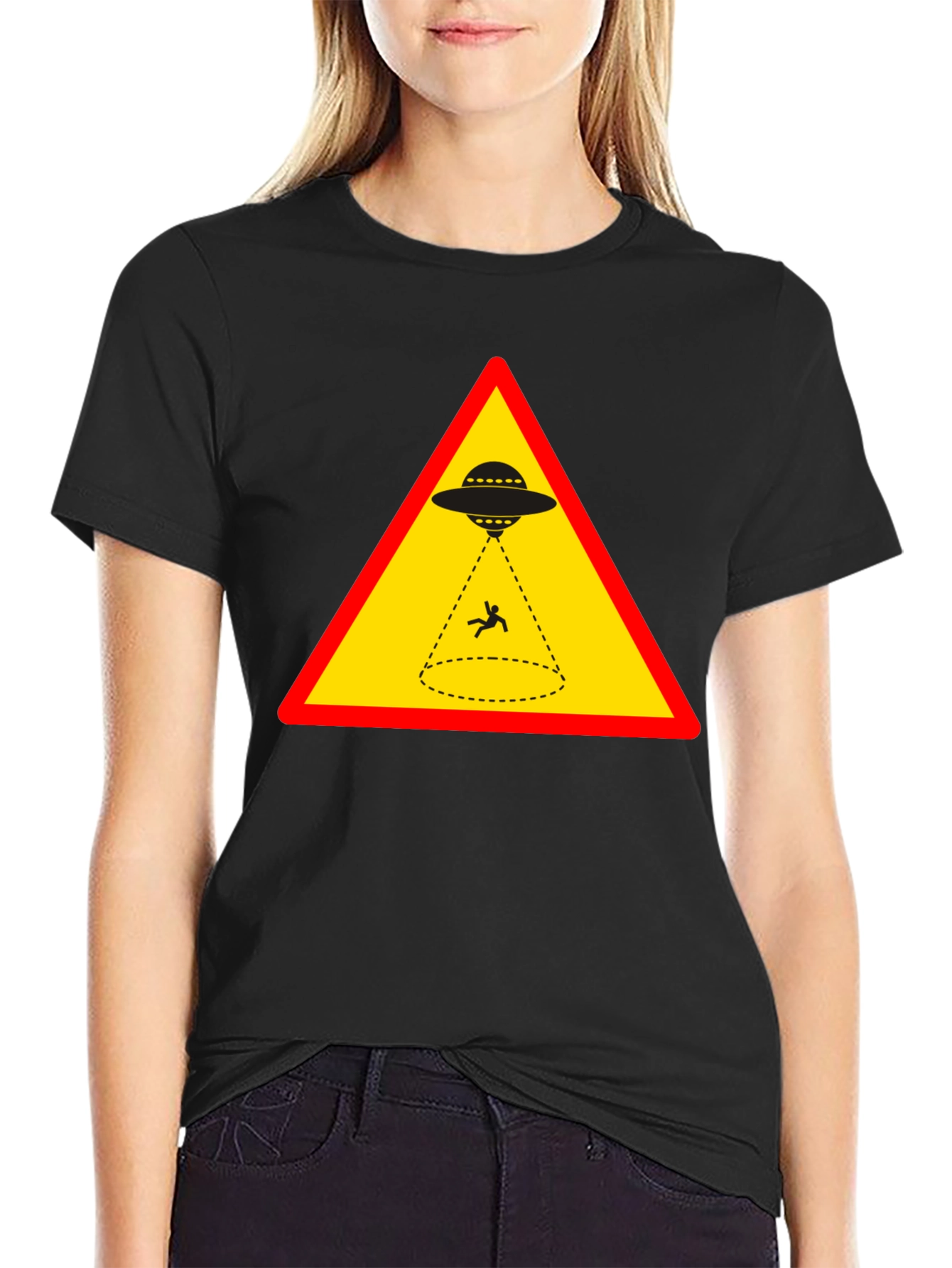 Alien Abduction T-Shirt - Warning Sign Graphic