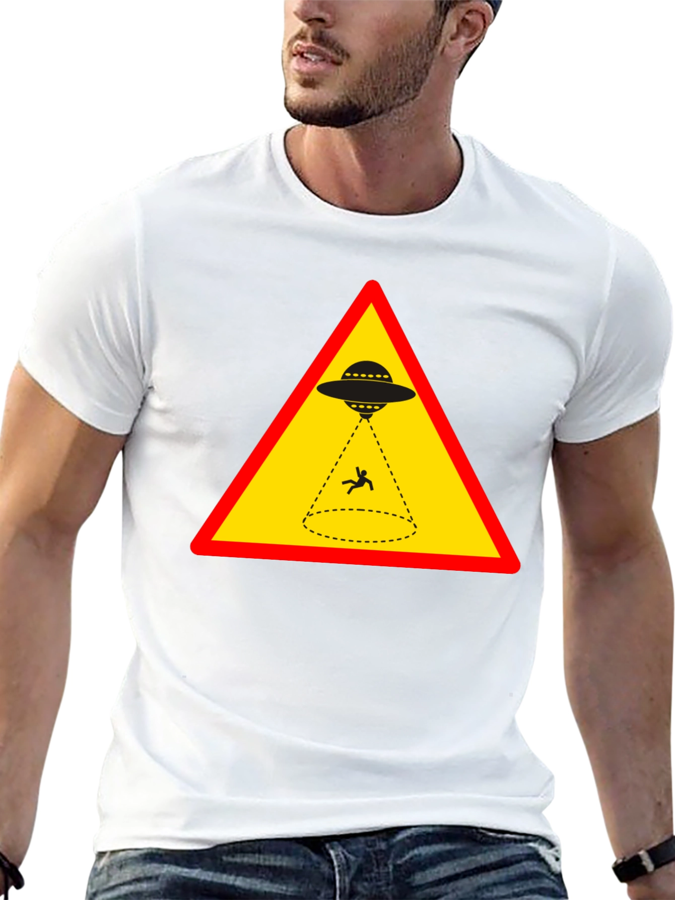 Alien Abduction T-Shirt - Warning Sign Graphic