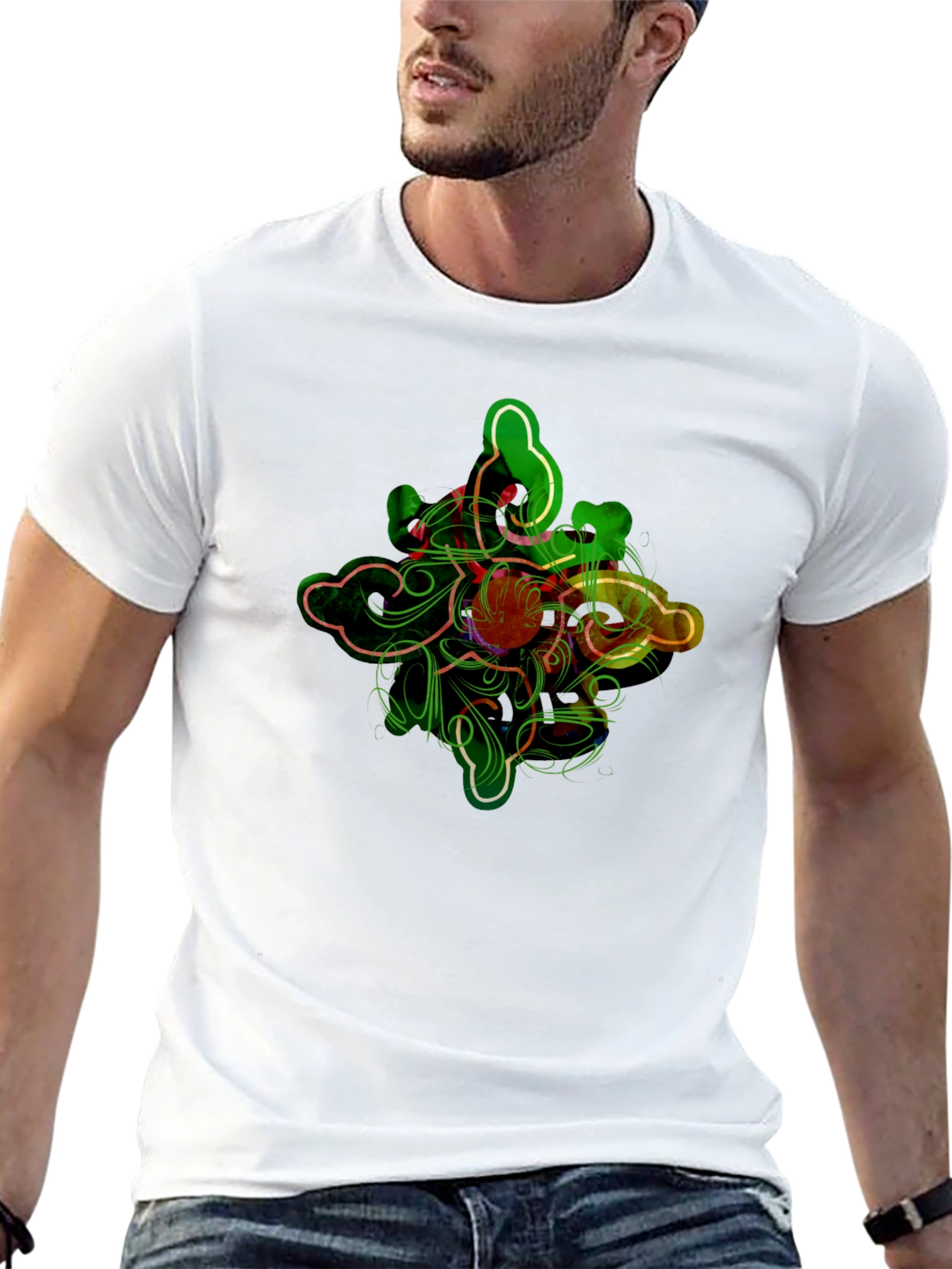 Abstract Graphic Print Black T-Shirt