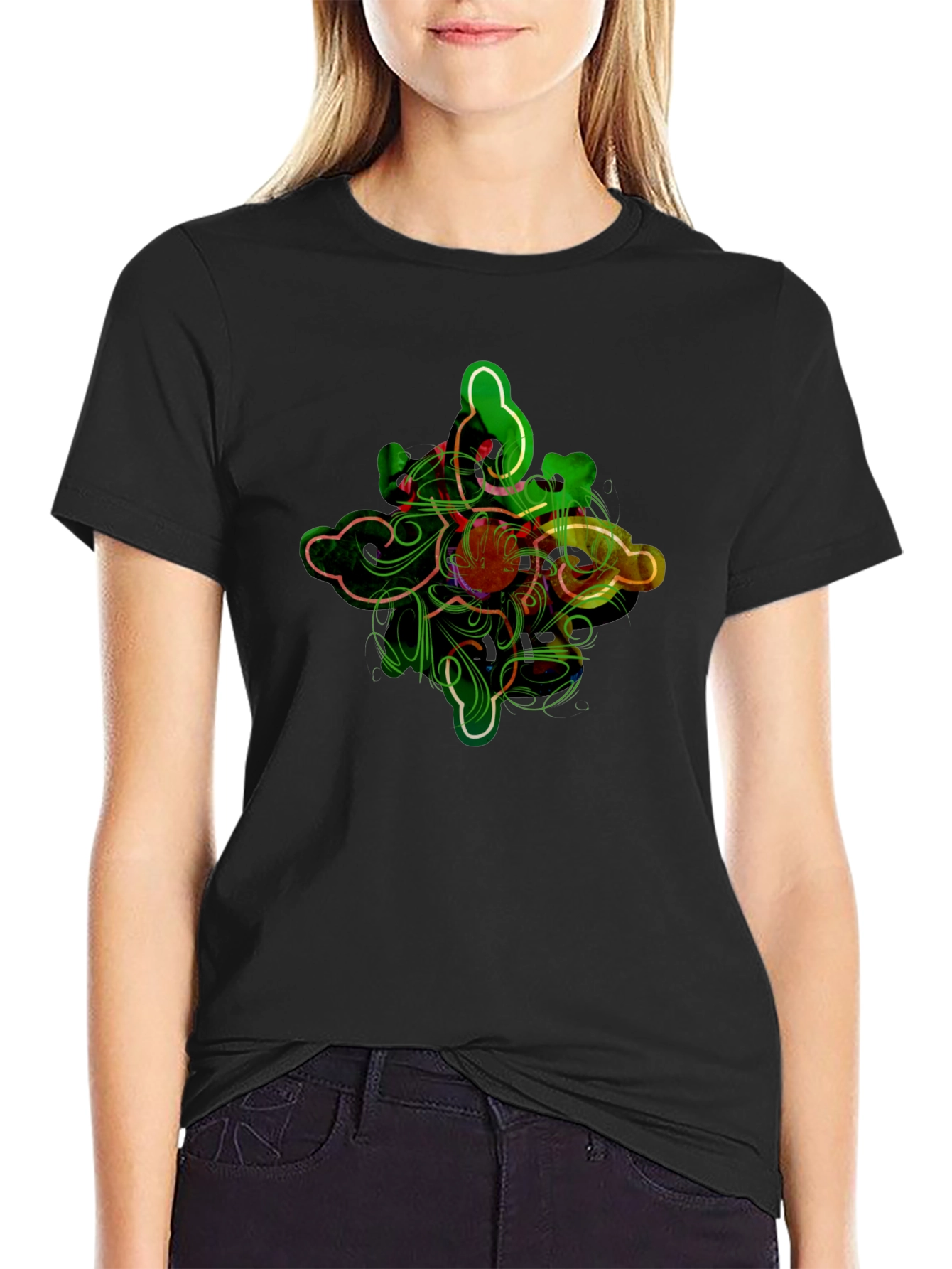 Abstract Graphic Print Black T-Shirt