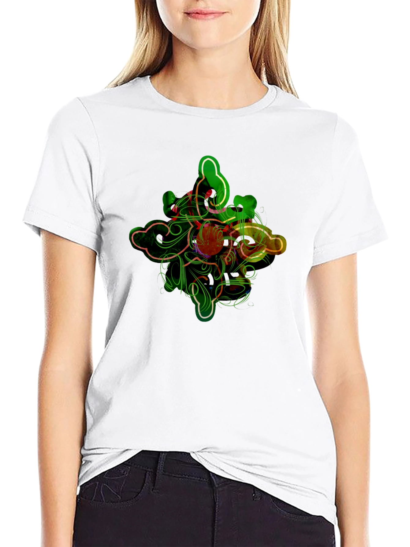 Abstract Graphic Print Black T-Shirt