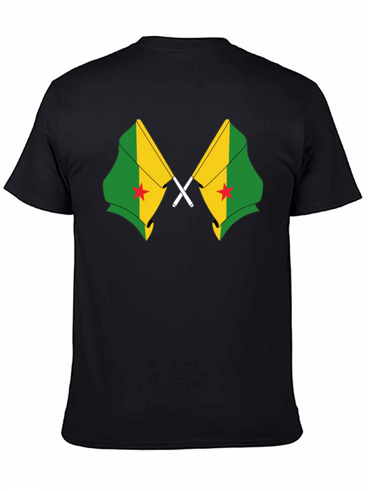 Grenada Flag Graphic Tee - Black Cotton T-Shirt