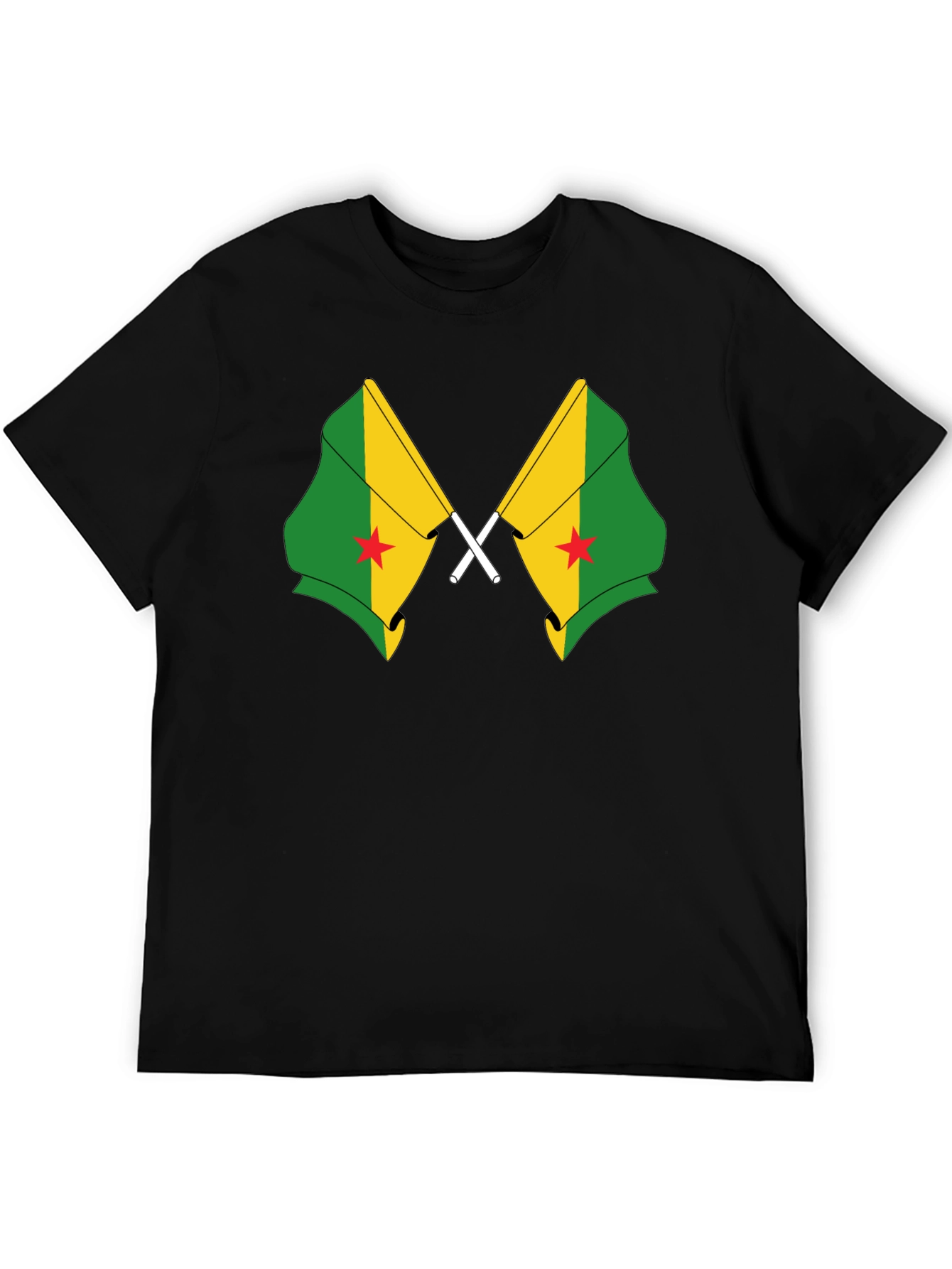 Grenada Flag Graphic Tee - Black Cotton T-Shirt