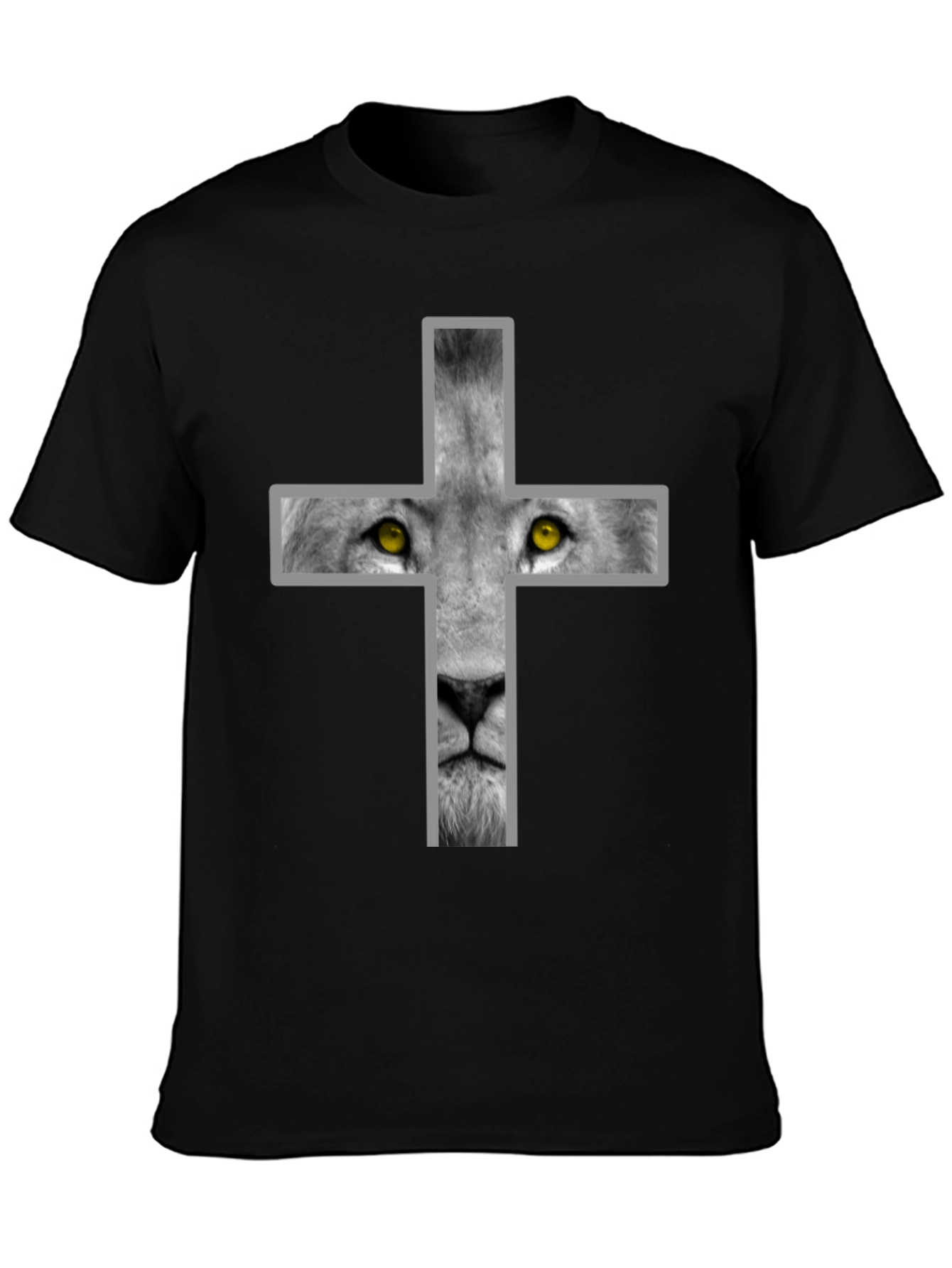 Lion Cross Graphic Tee - Bold Religious Style