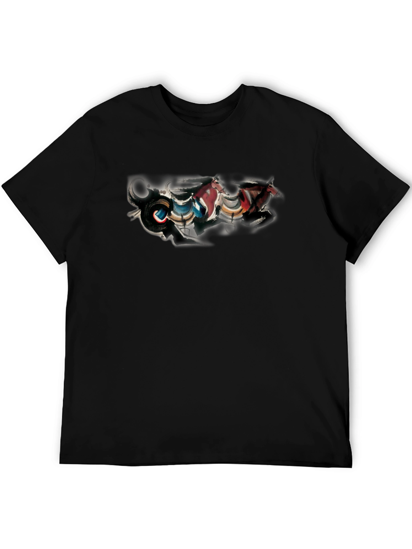 Abstract Horse Design Black T-Shirt