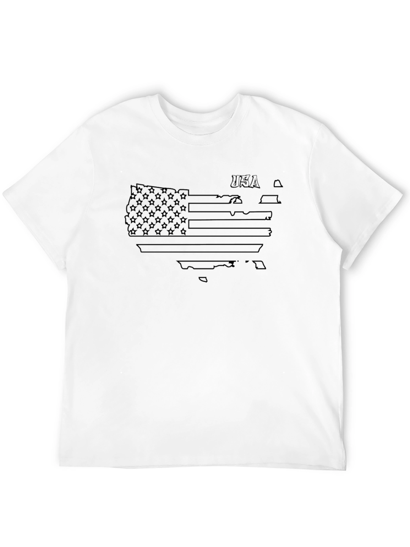 USA Flag Outline Graphic Tee - Patriotic Casual Wear