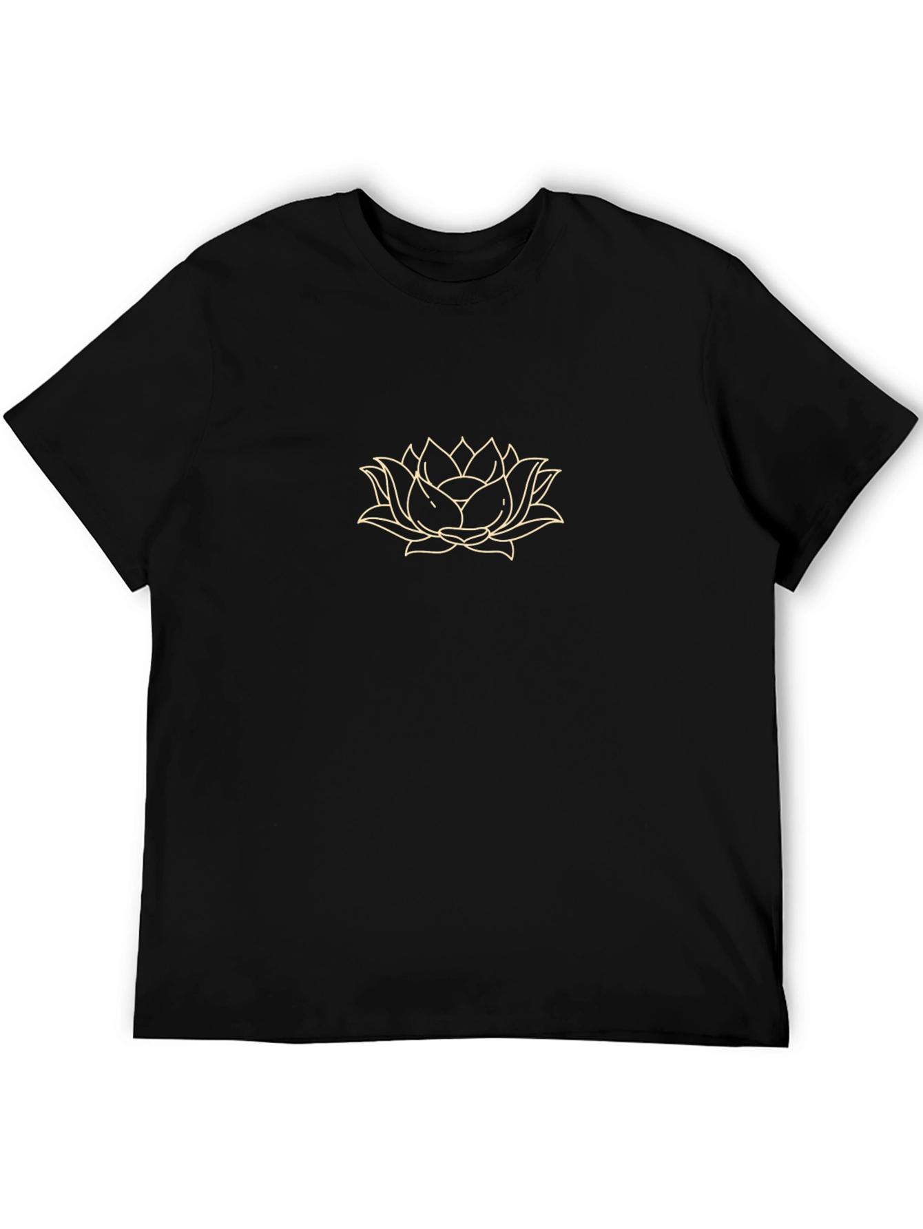 Lotus Flower Graphic Tee - Soft Black Cotton
