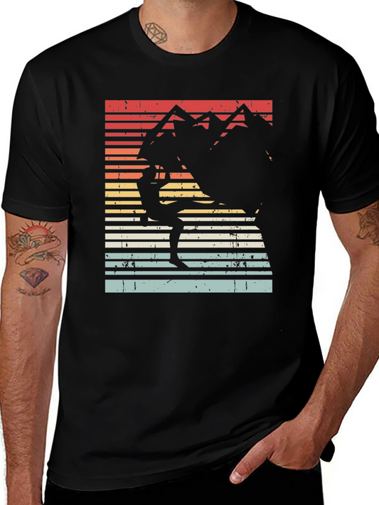 Retro Rock Climbing T-Shirt - Mountain Sunset Design